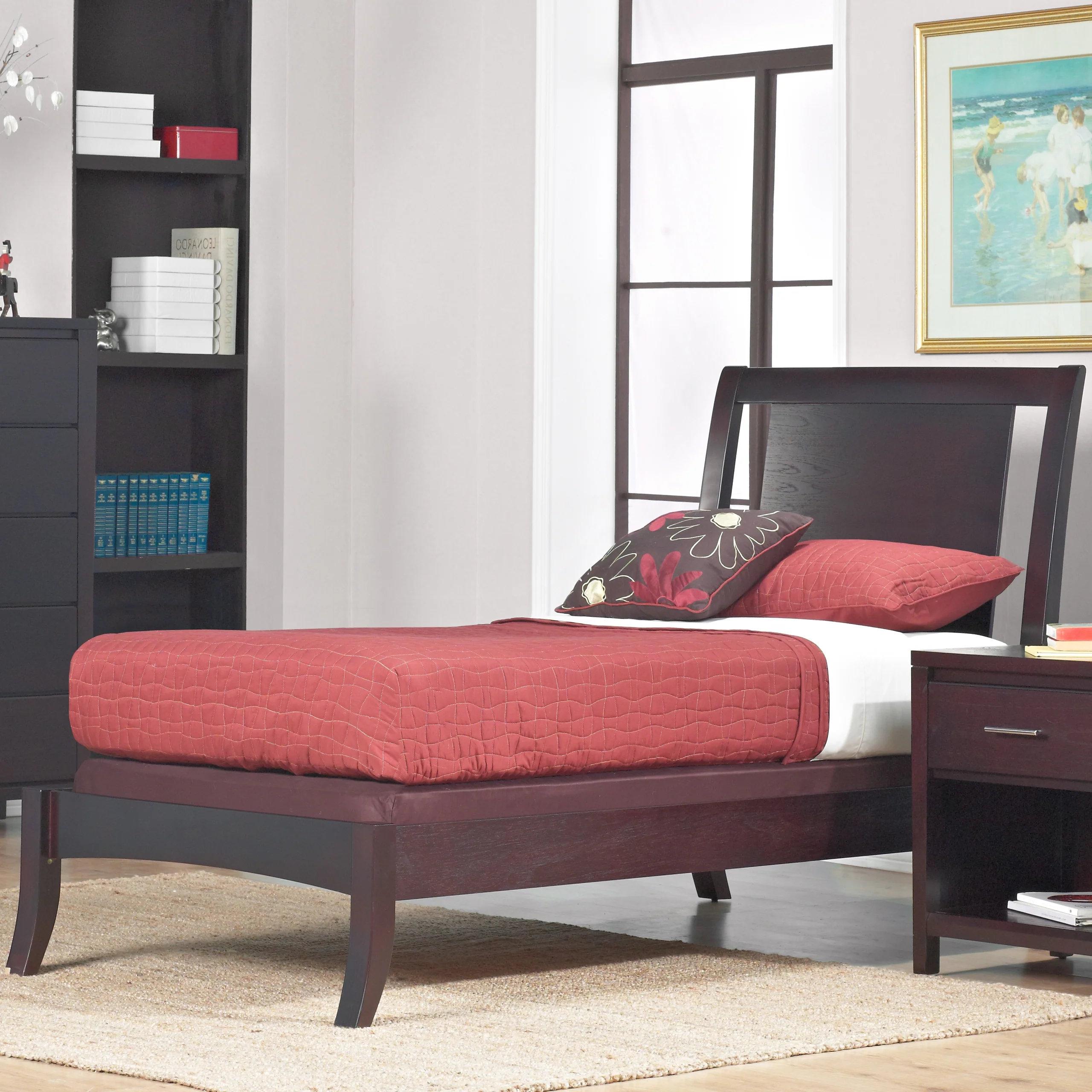 Nevis Wood Eastern King Sleigh Bed in Espresso - Image 2