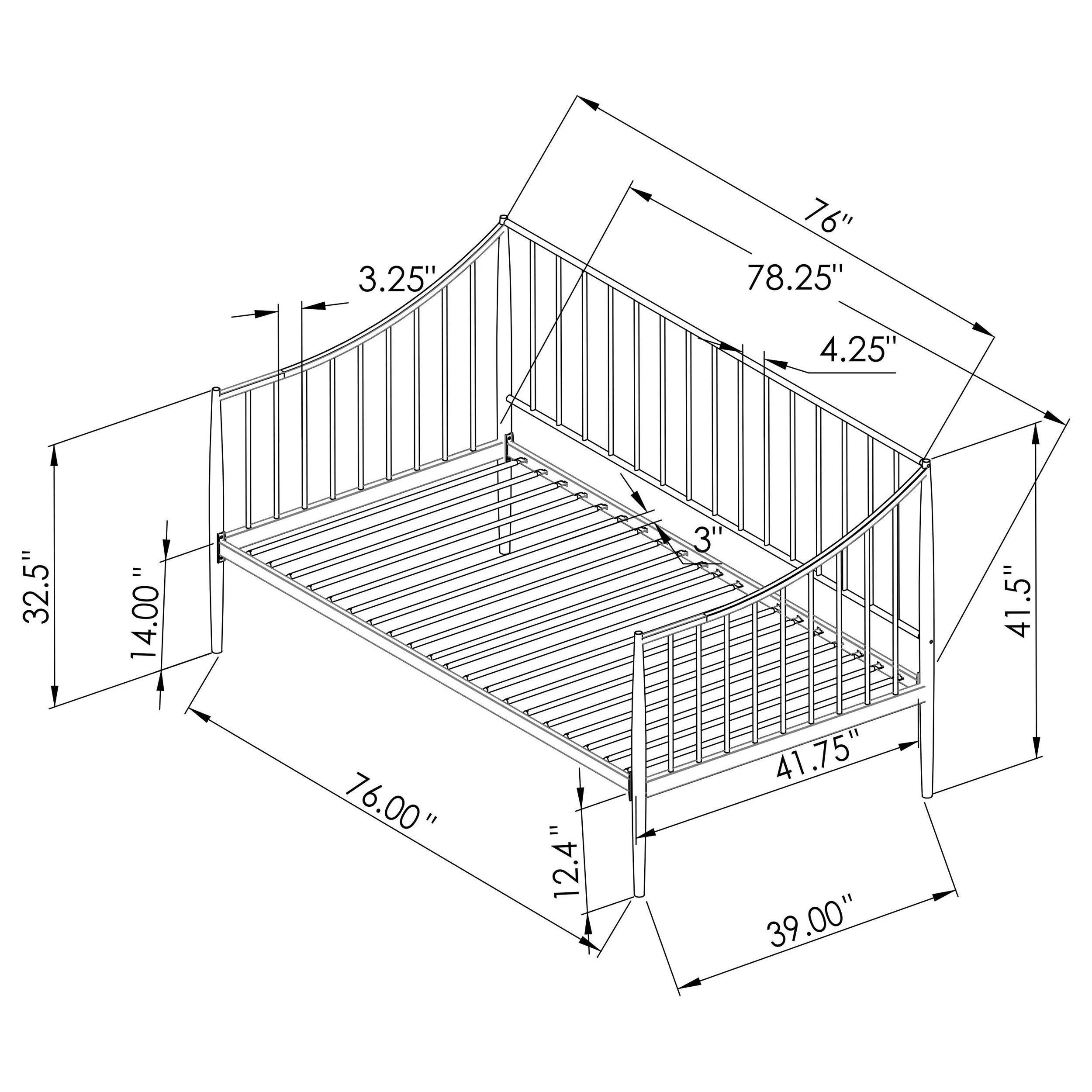 Newbury Matte Black Metal Twin Daybed Bed Frame - Image 9