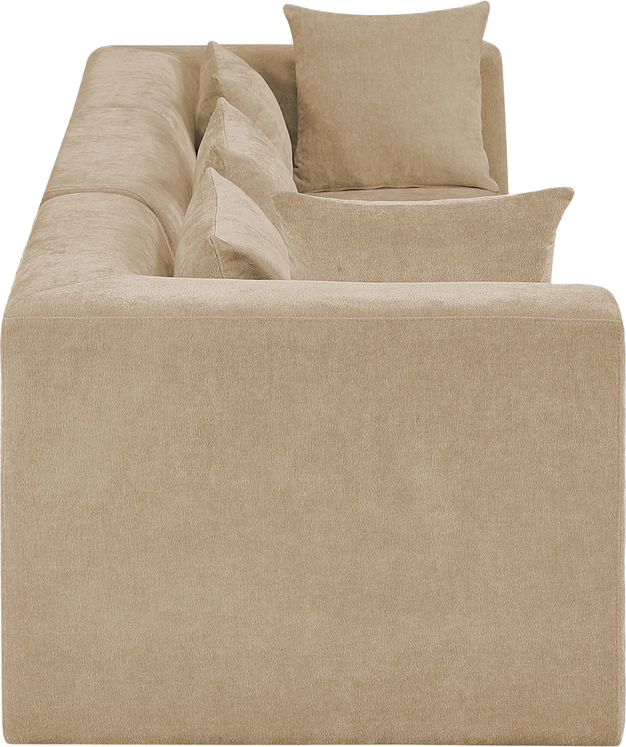 Newport Beige 114" Chenille Fabric Upholstered 3-Piece Modular Sofa - Image 4