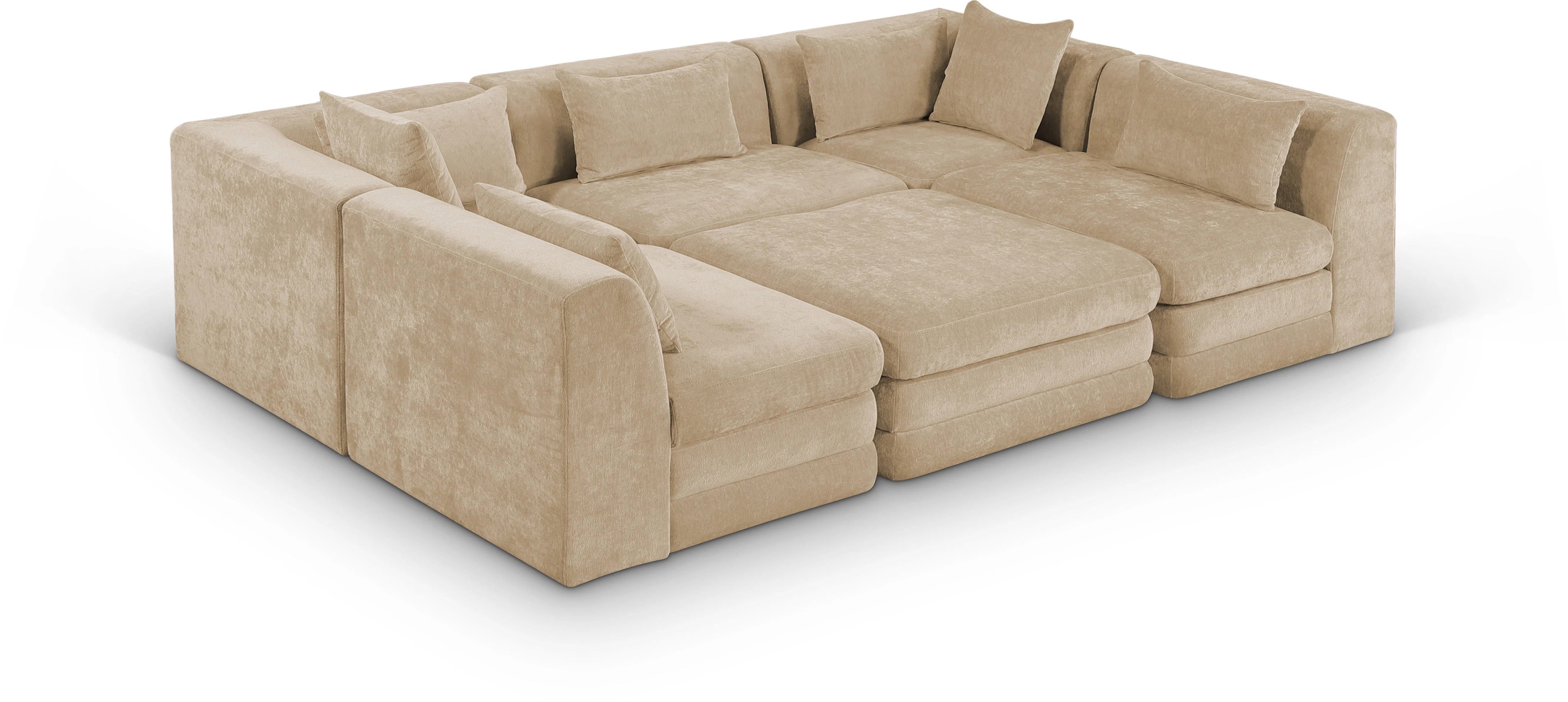 Newport Beige 114" Chenille Fabric Upholstered 6-Piece Modular Sectional - Image 2