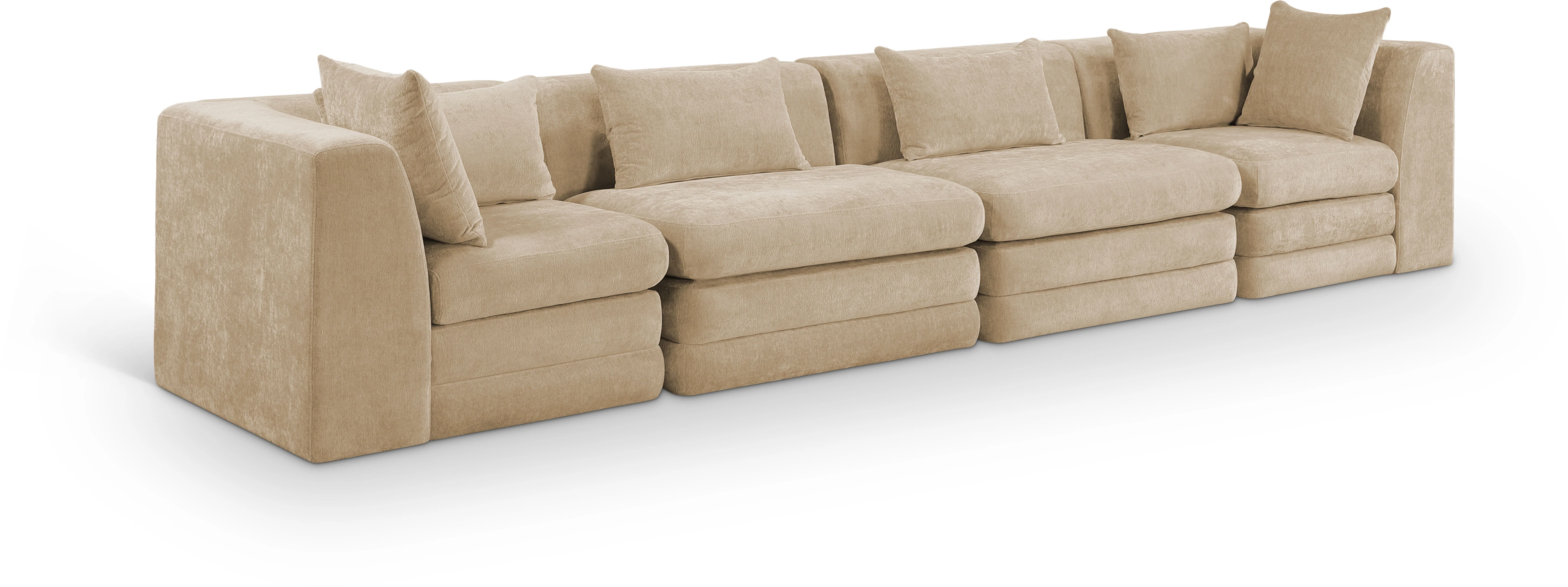 Newport Beige 152" Chenille Fabric Upholstered 4-Piece Modular Sofa - Image 2