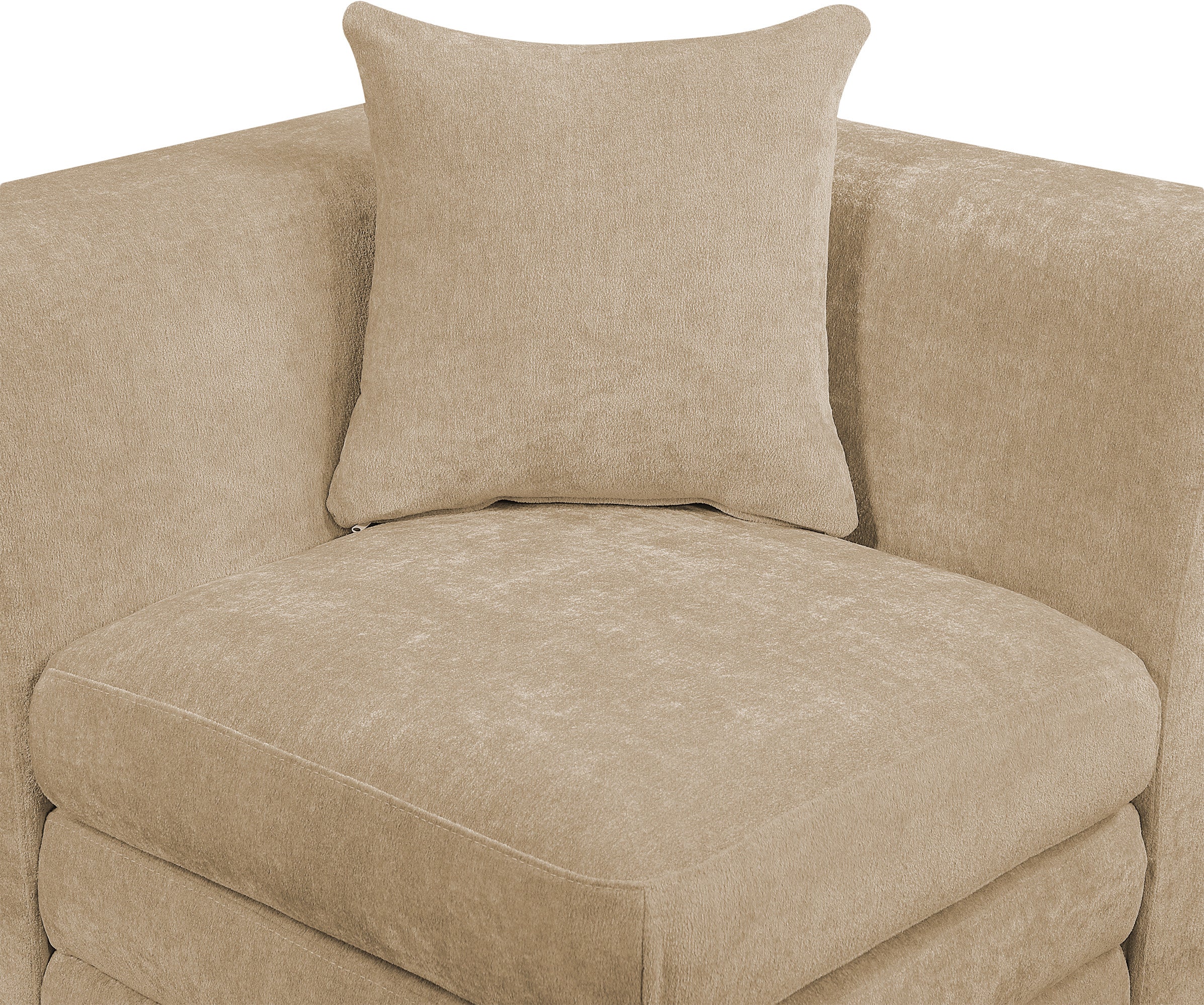Newport Beige 152" Chenille Fabric Upholstered 6-Piece Modular Sectional - Image 5