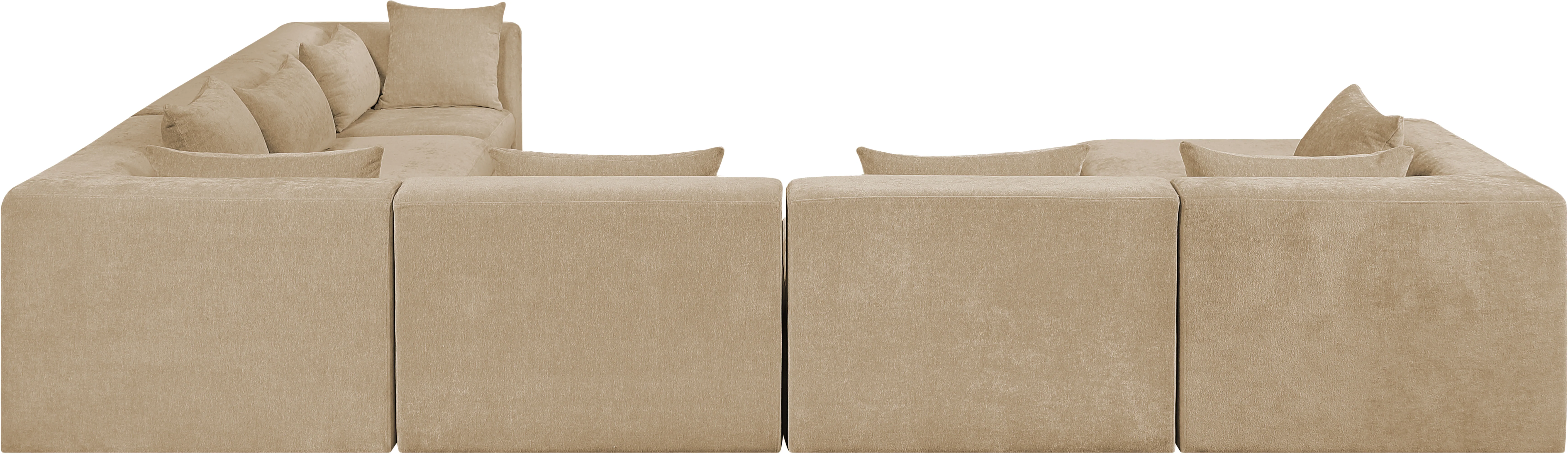 Newport Beige 152" Chenille Fabric Upholstered 7-Piece Modular Sectional - Image 3