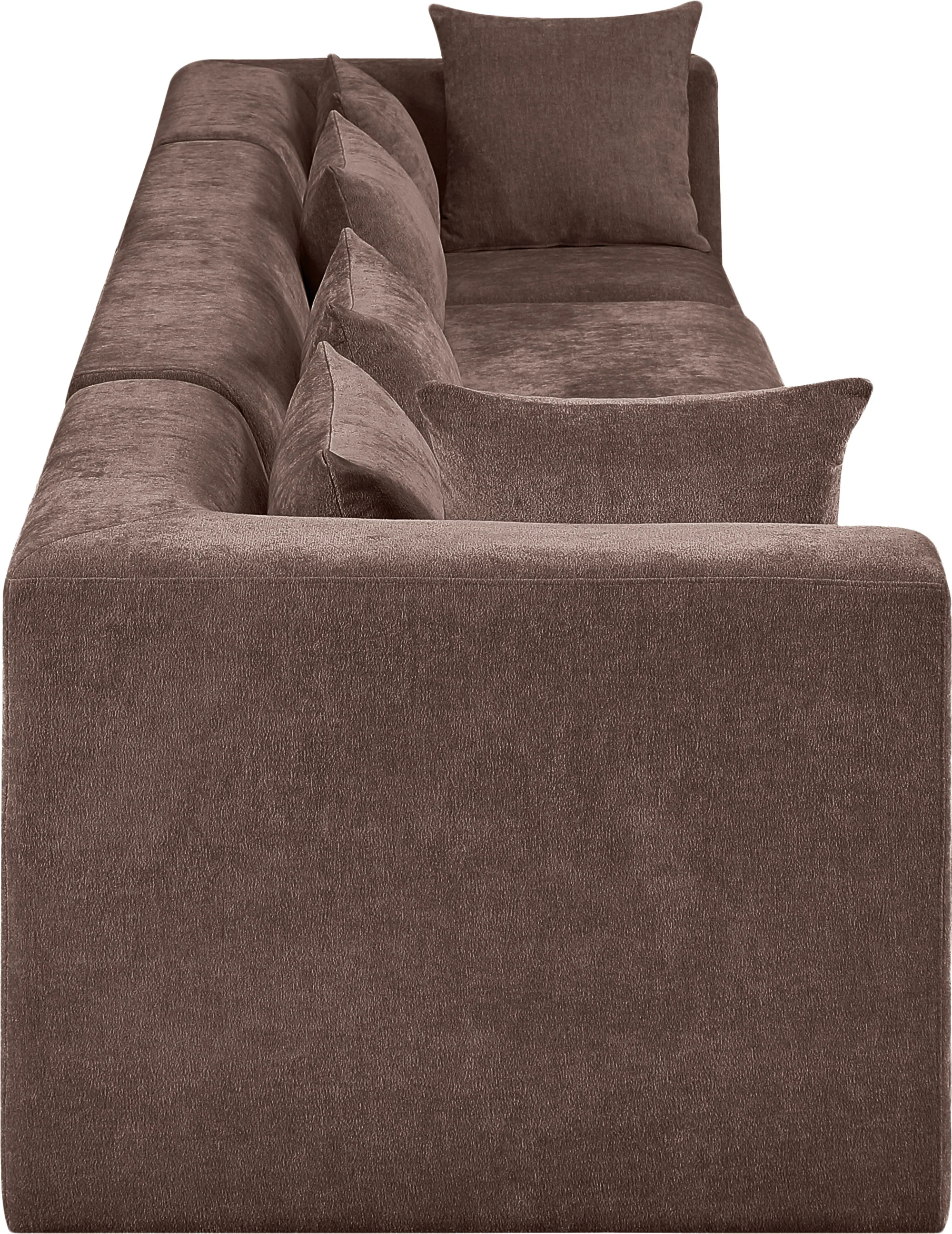 Newport Brown 152" Chenille Fabric Upholstered 4-Piece Modular Sofa - Image 4