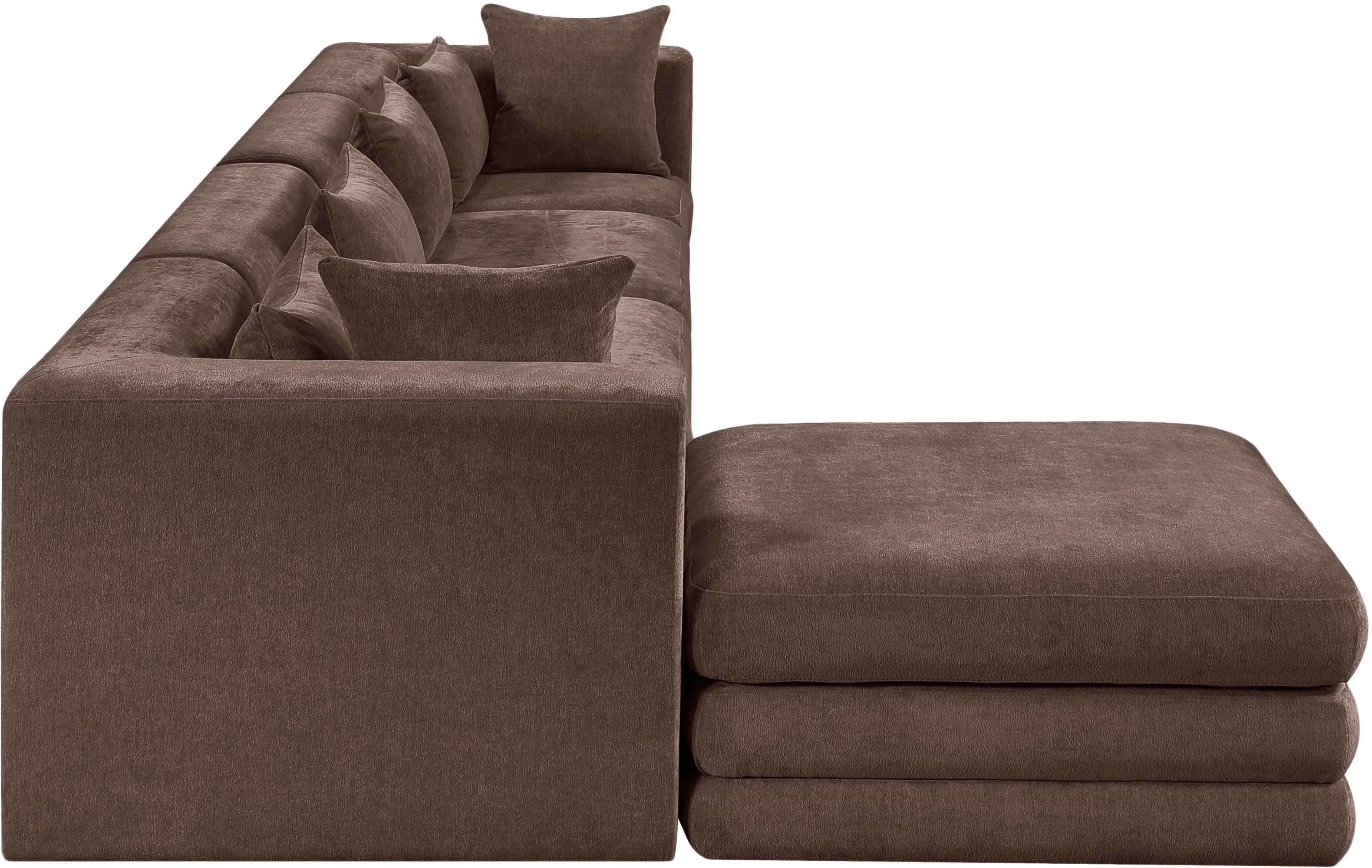 Newport Brown 152" Chenille Fabric Upholstered 5-Piece Modular Sectional - Image 4