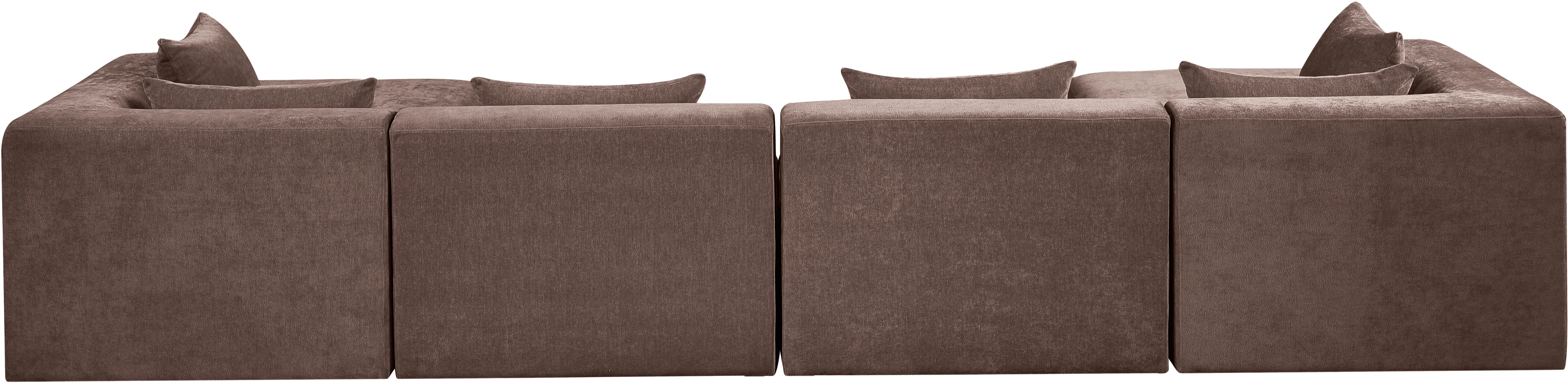 Newport Brown 152" Chenille Fabric Upholstered 6-Piece Modular Sectional - Image 3