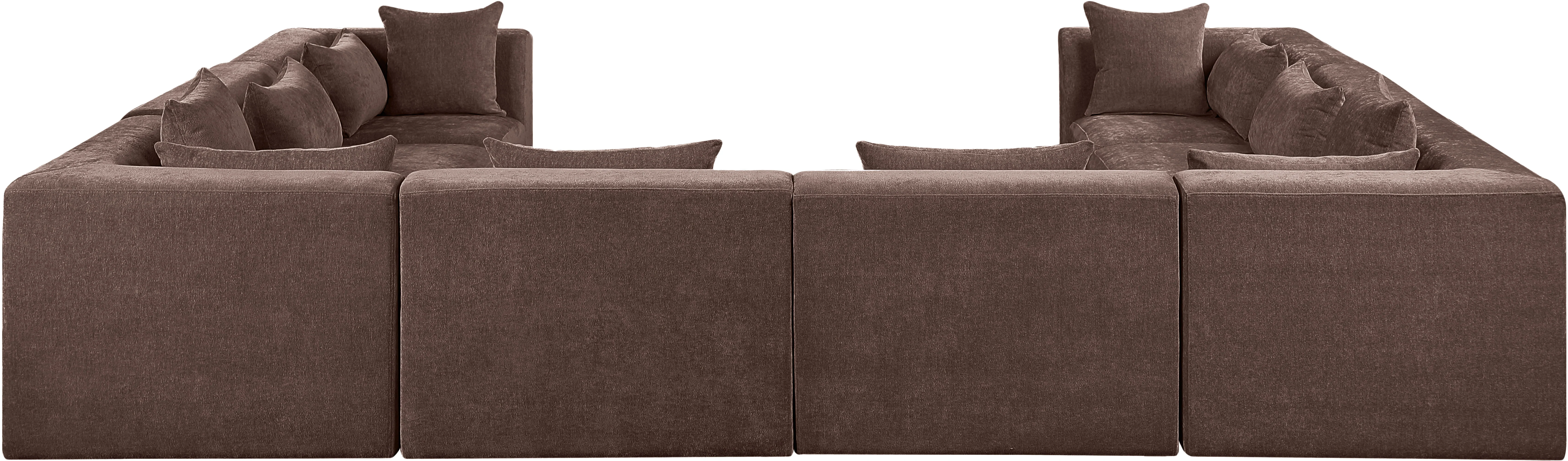 Newport Brown 152" Chenille Fabric Upholstered 8-Piece Modular Sectional - Image 3