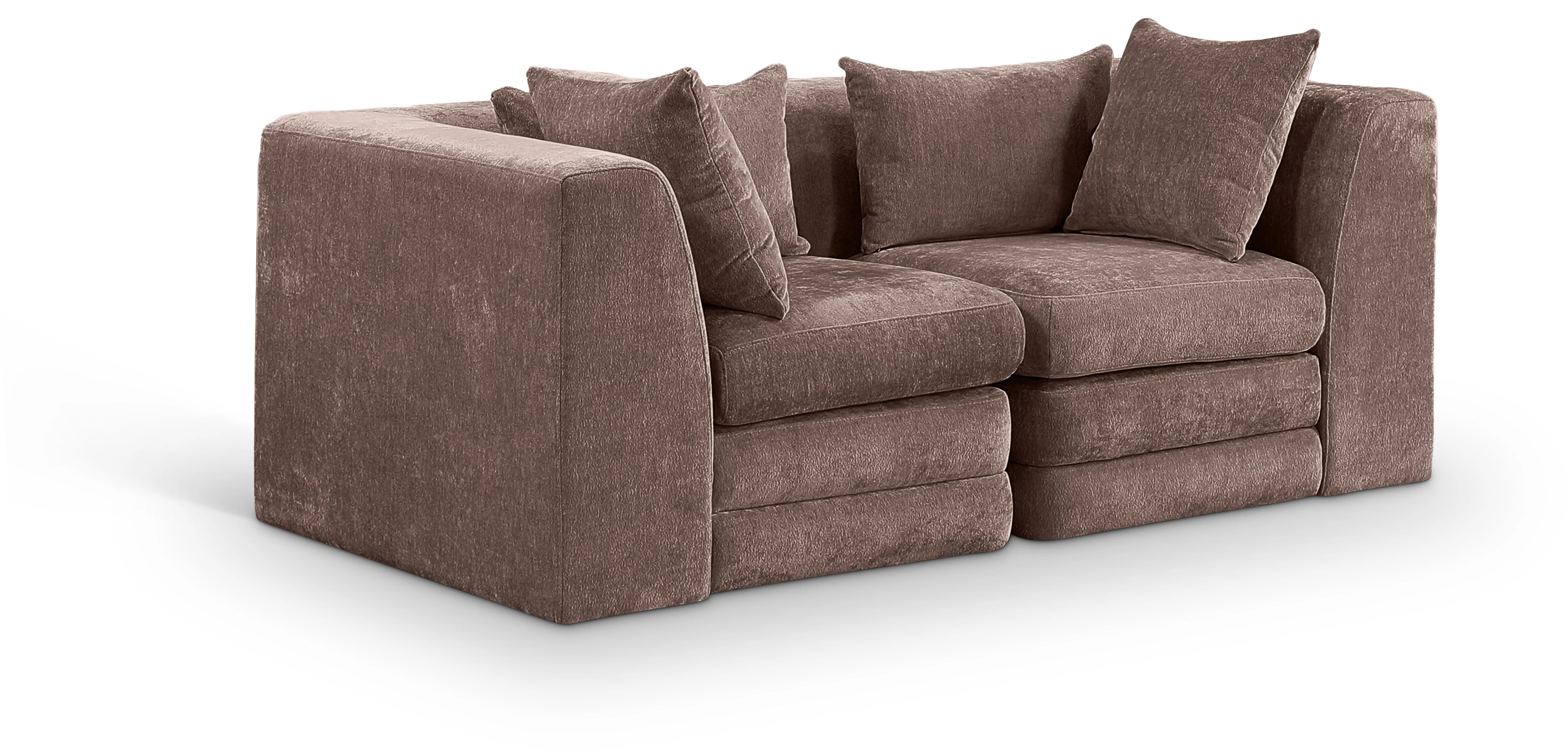 Newport Brown 76" Chenille Fabric Upholstered 2-Piece Modular Loveseat - Image 2