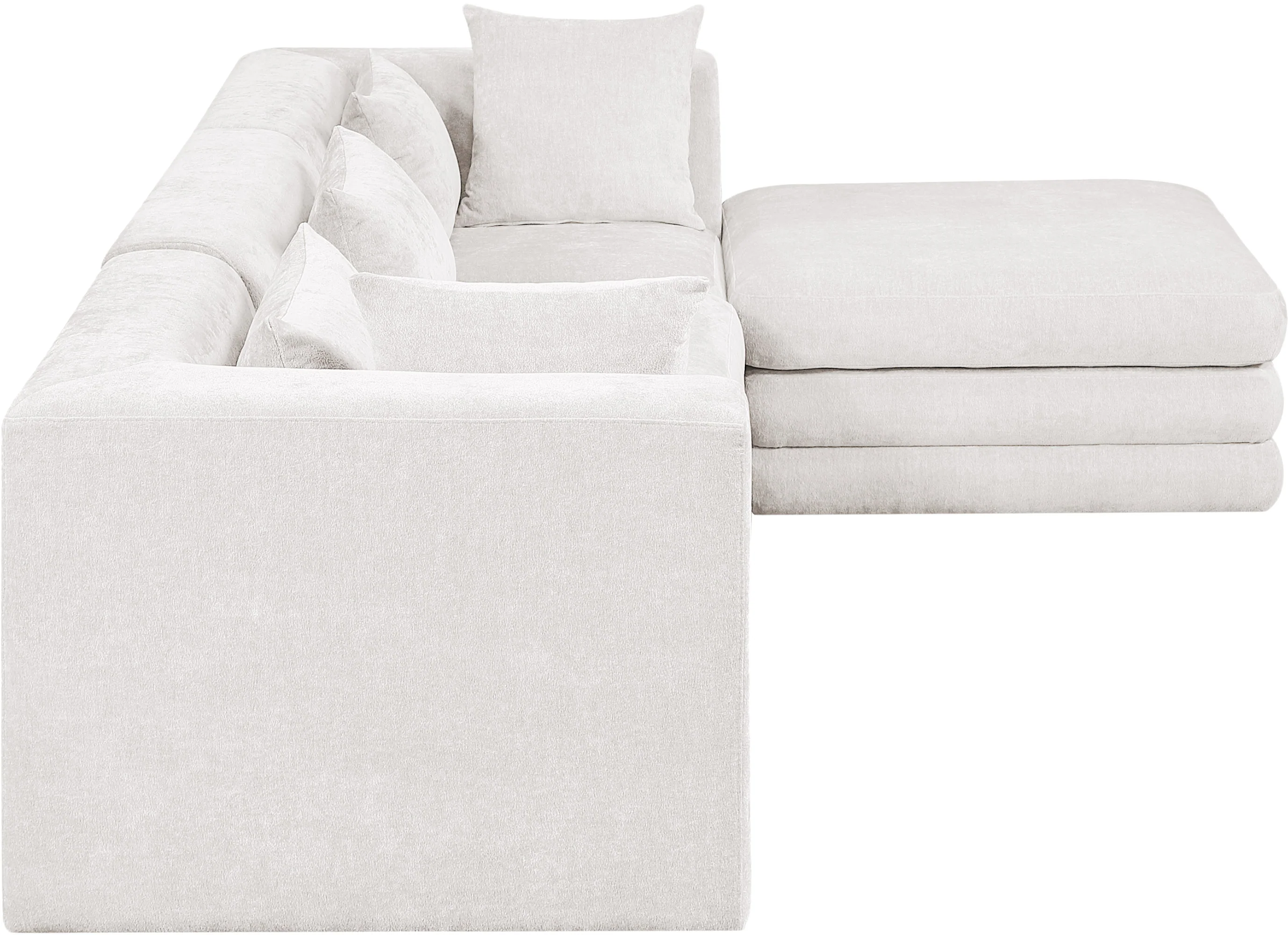 Newport Cream 114" Chenille Fabric Upholstered 4-Piece Modular Sectional - Image 6