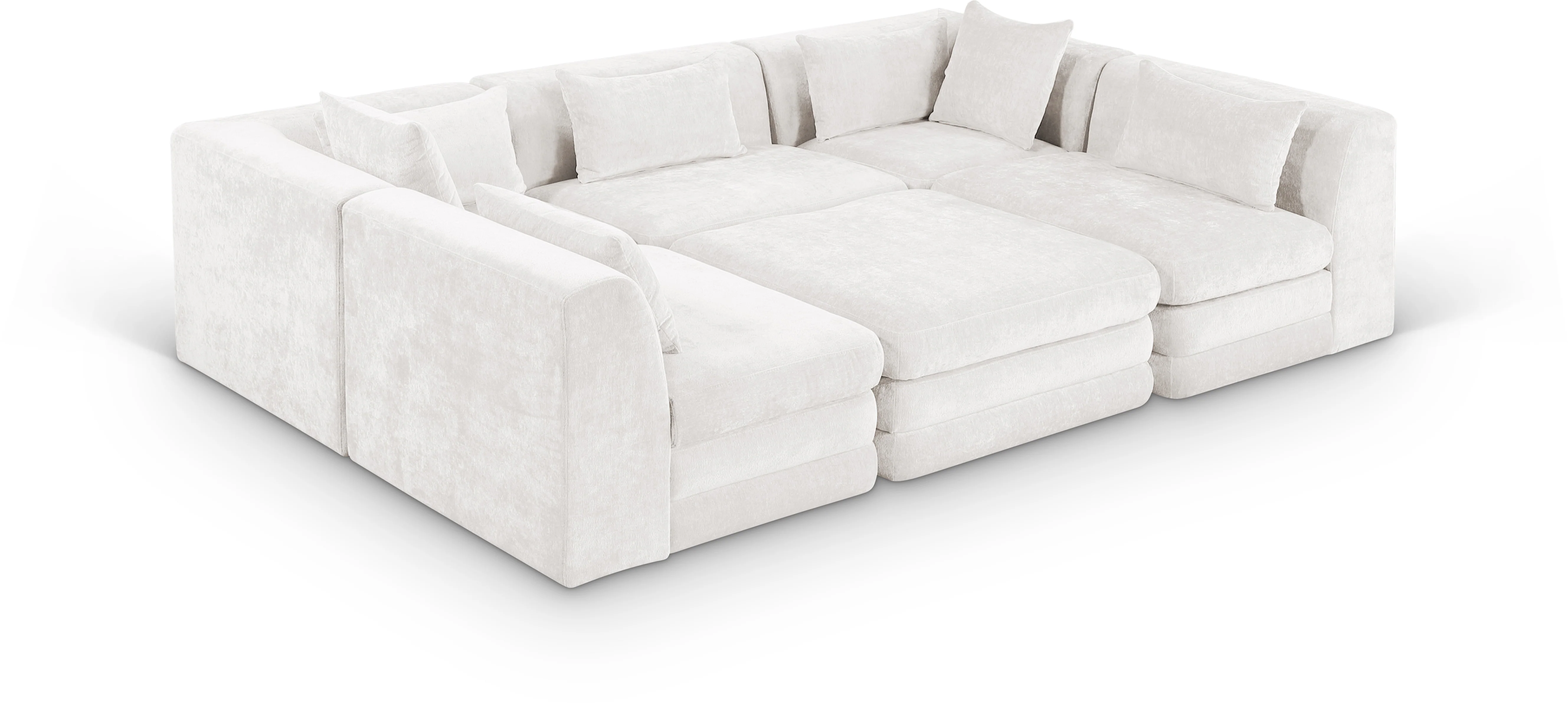 Newport Cream 114" Chenille Fabric Upholstered 6-Piece Modular Sectional - Image 2
