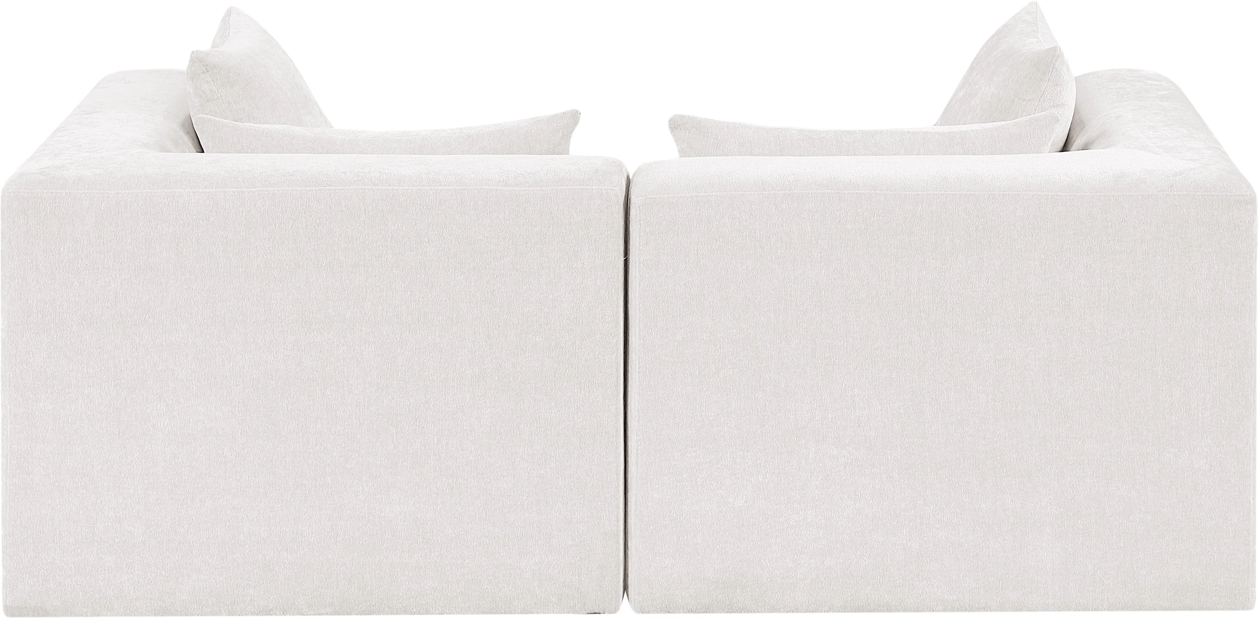 Newport Cream 76" Chenille Fabric Upholstered 2-Piece Modular Loveseat - Image 3