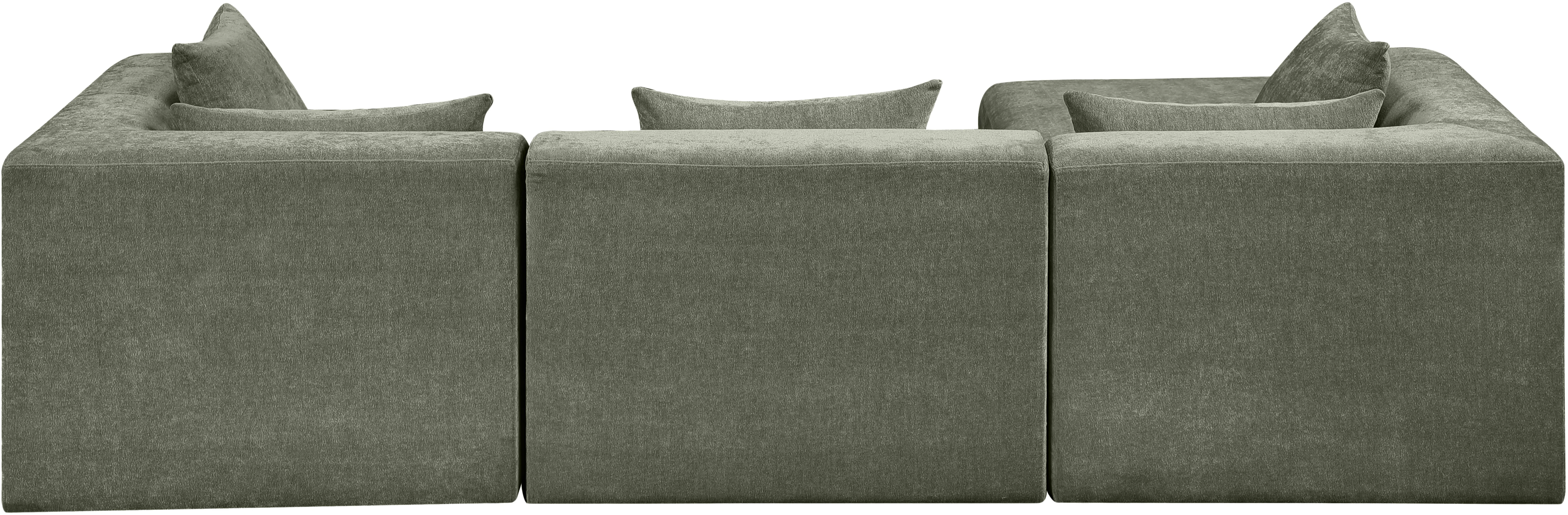 Newport Green 114" Chenille Fabric Upholstered 4-Piece Modular Sectional - Image 5
