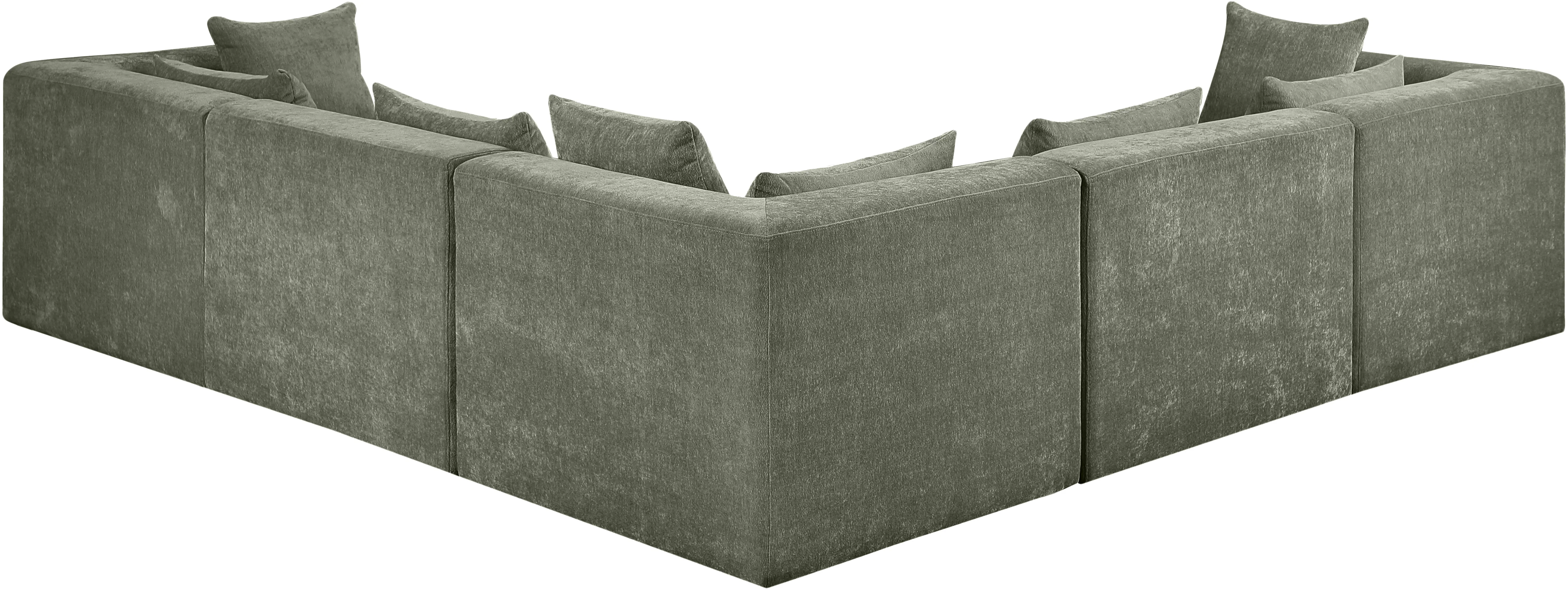 Newport Green 114" Chenille Fabric Upholstered 5-Piece Modular Sectional - Image 3