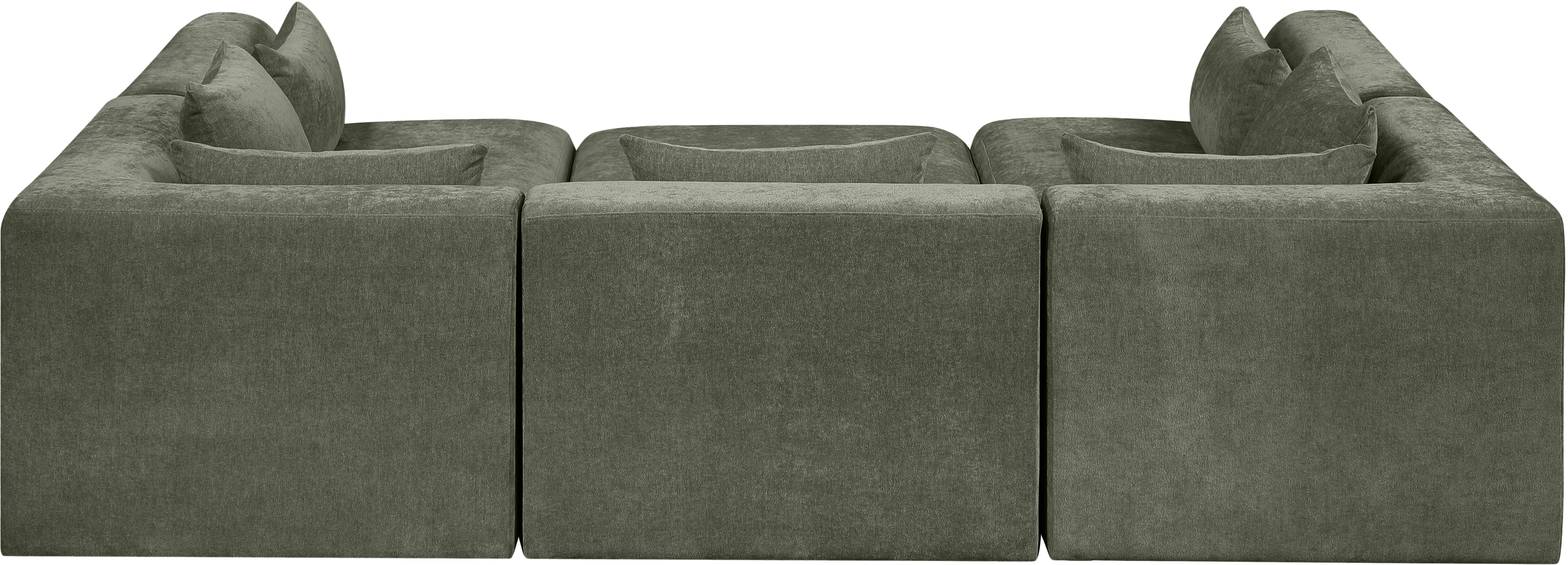 Newport Green 114" Chenille Fabric Upholstered 6-Piece Modular Sectional - Image 3