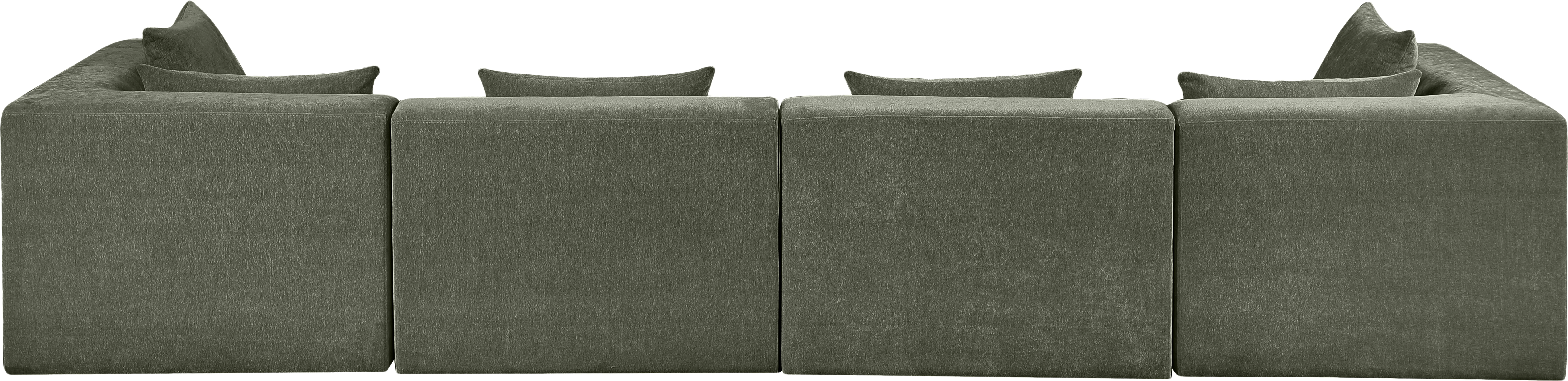 Newport Green 152" Chenille Fabric Upholstered 4-Piece Modular Sofa - Image 3