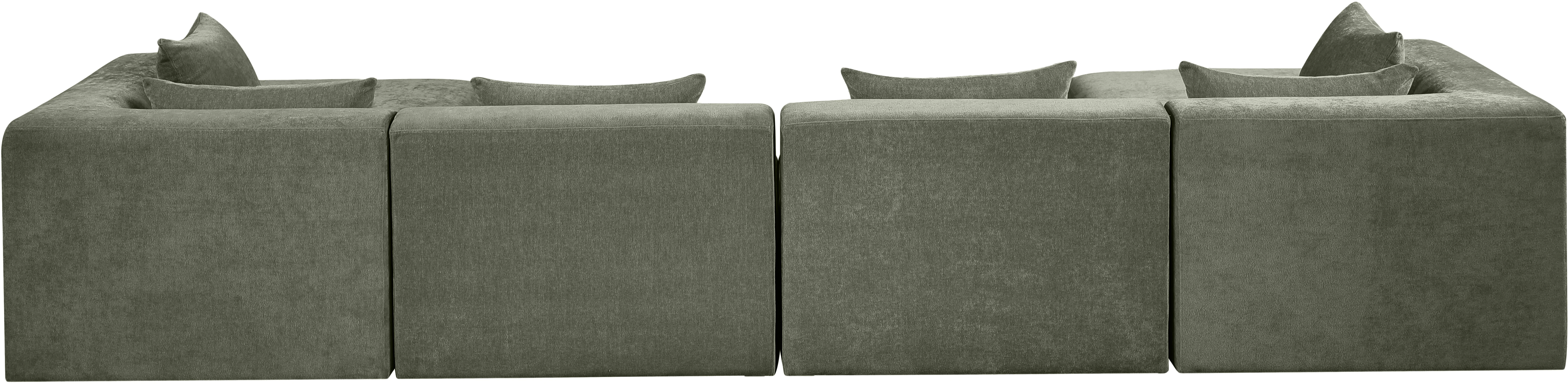 Newport Green 152" Chenille Fabric Upholstered 6-Piece Modular Sectional - Image 3