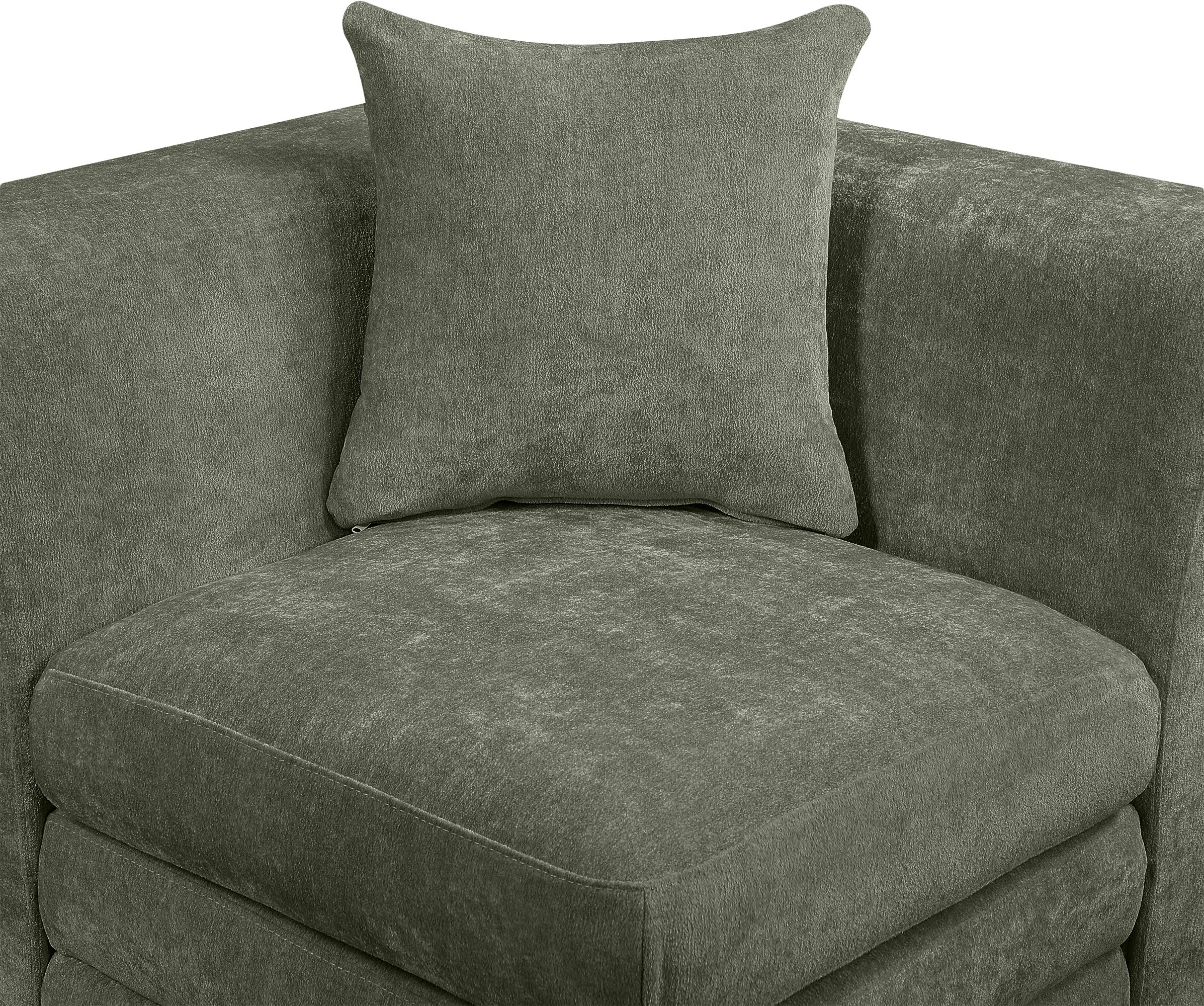 Newport Green 152" Chenille Fabric Upholstered 8-Piece Modular Sectional - Image 5