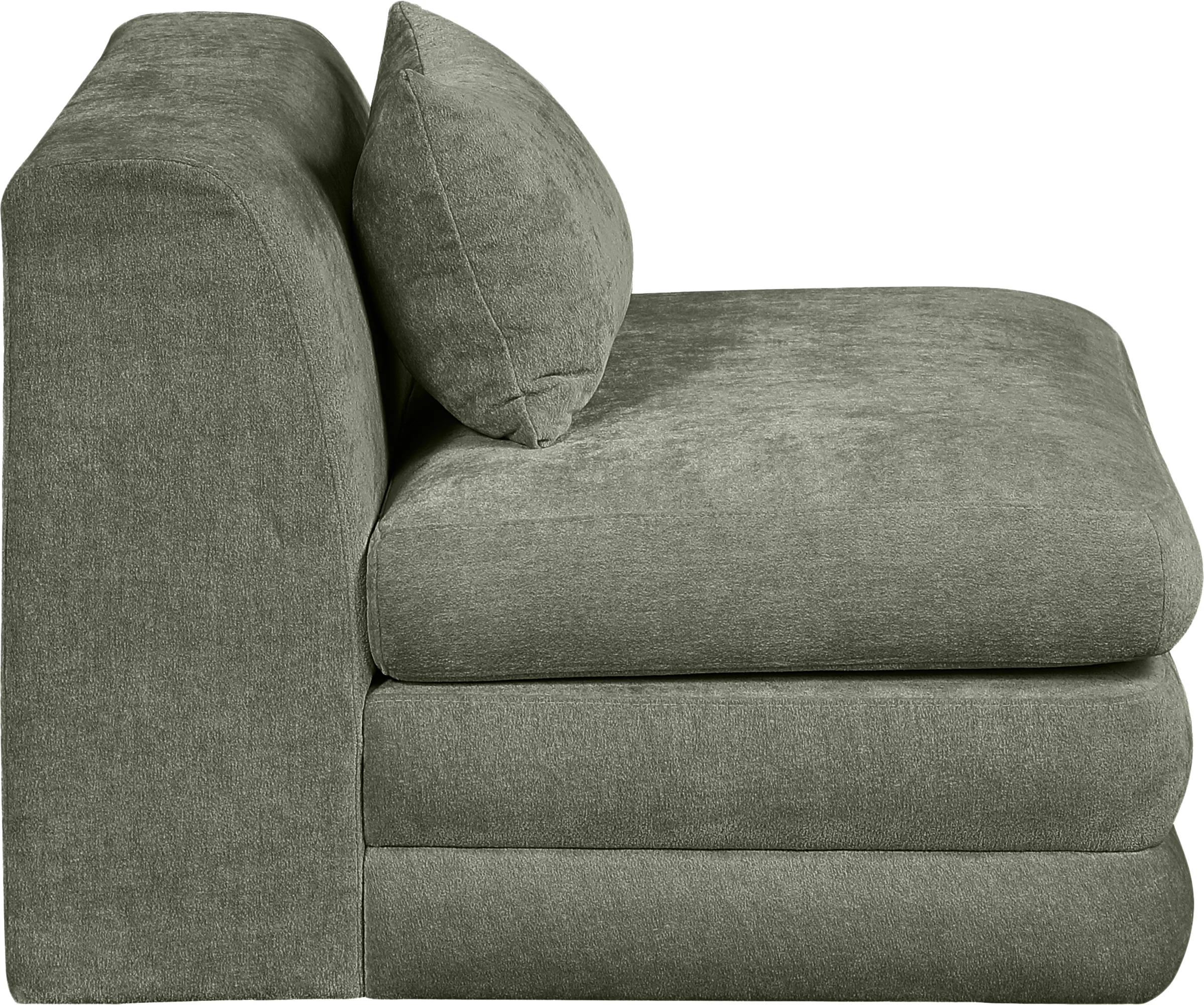 Newport Green Fabric Upholstered Modular Armless Chair - Image 4