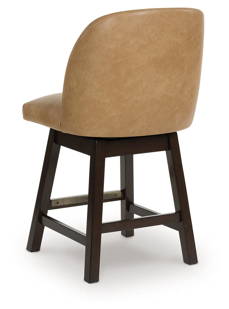 Neymorton Dark Grayish Brown Faux leather Upholstered Swivel Barstool (Set of 2) (Online Special Price) - Image 5