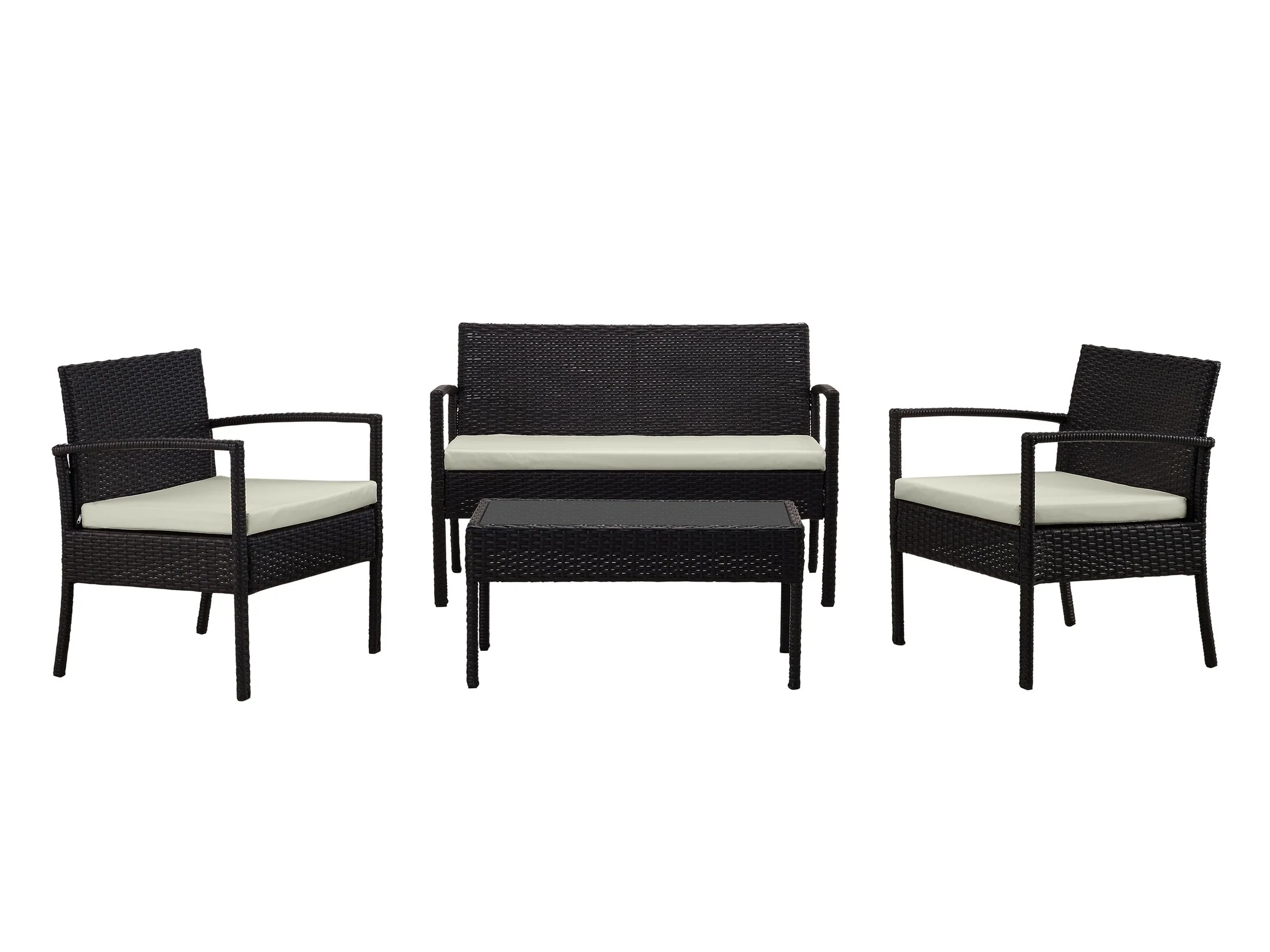 Noli Patio 4-Person Conversation Set with Coffee Table with Cream Cushions