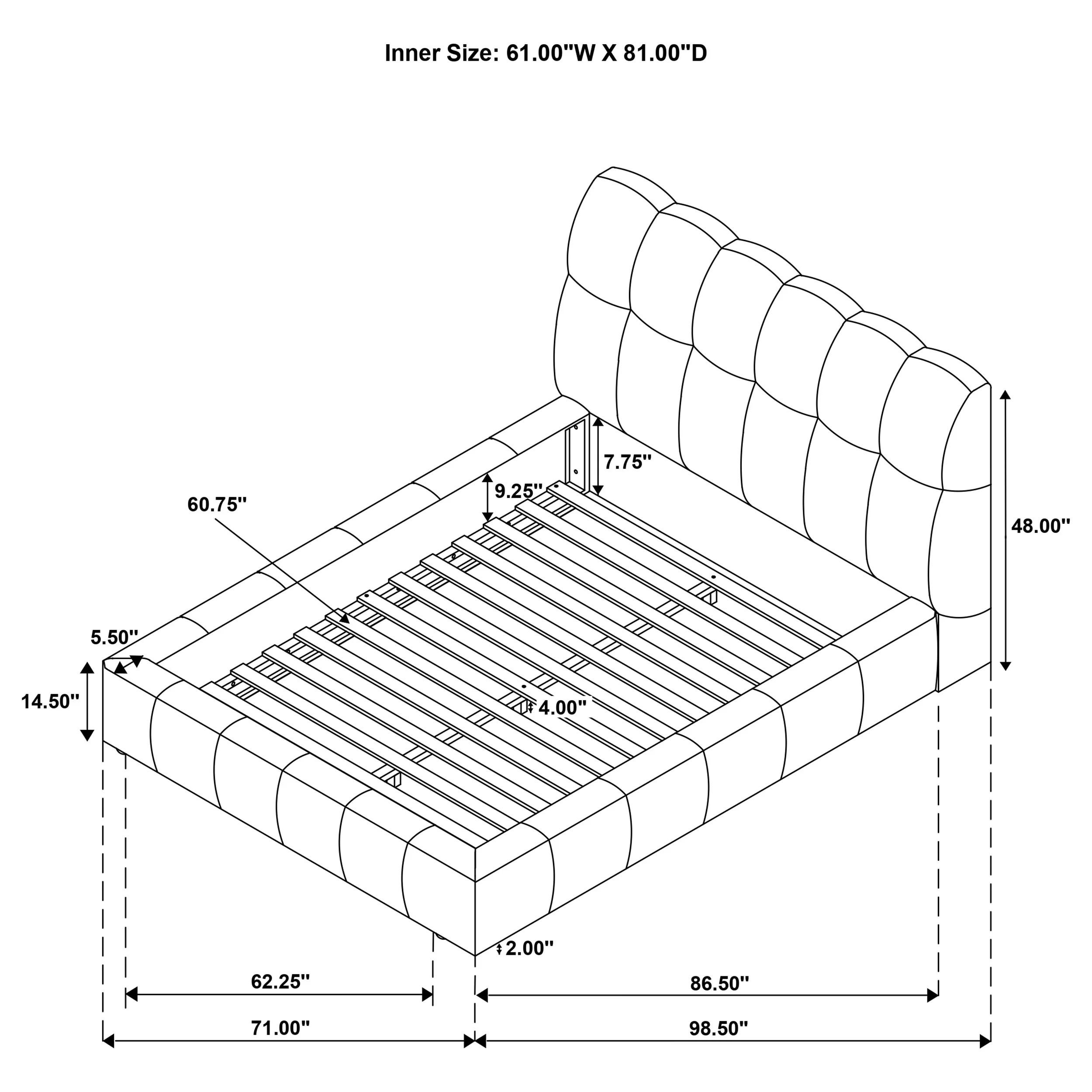 Nollet Grey 48-inch Upholstered Queen Panel Platform Bed - Image 9