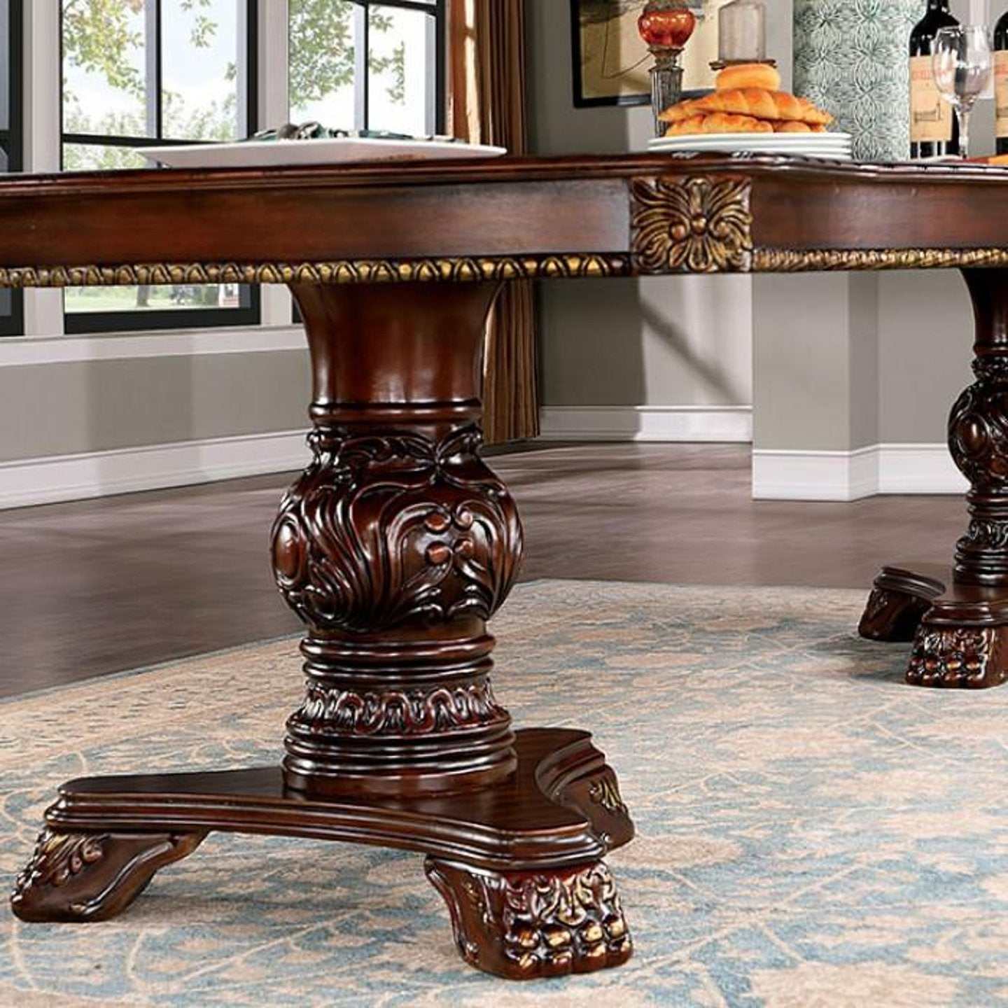 Normandy Brown Cherry Dining Table w/ 2 Leaves - Image 3