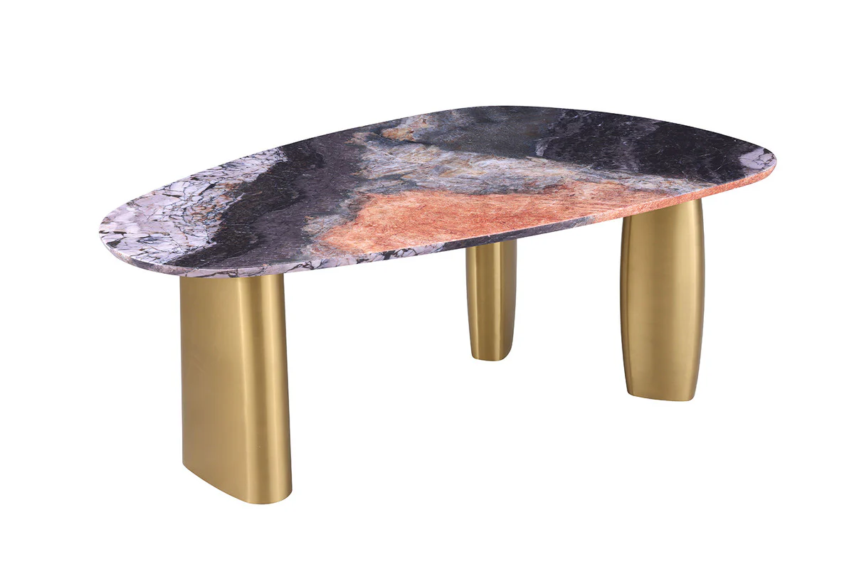 Northwich Black/Gray/Matte Gold Dining Table - Image 3