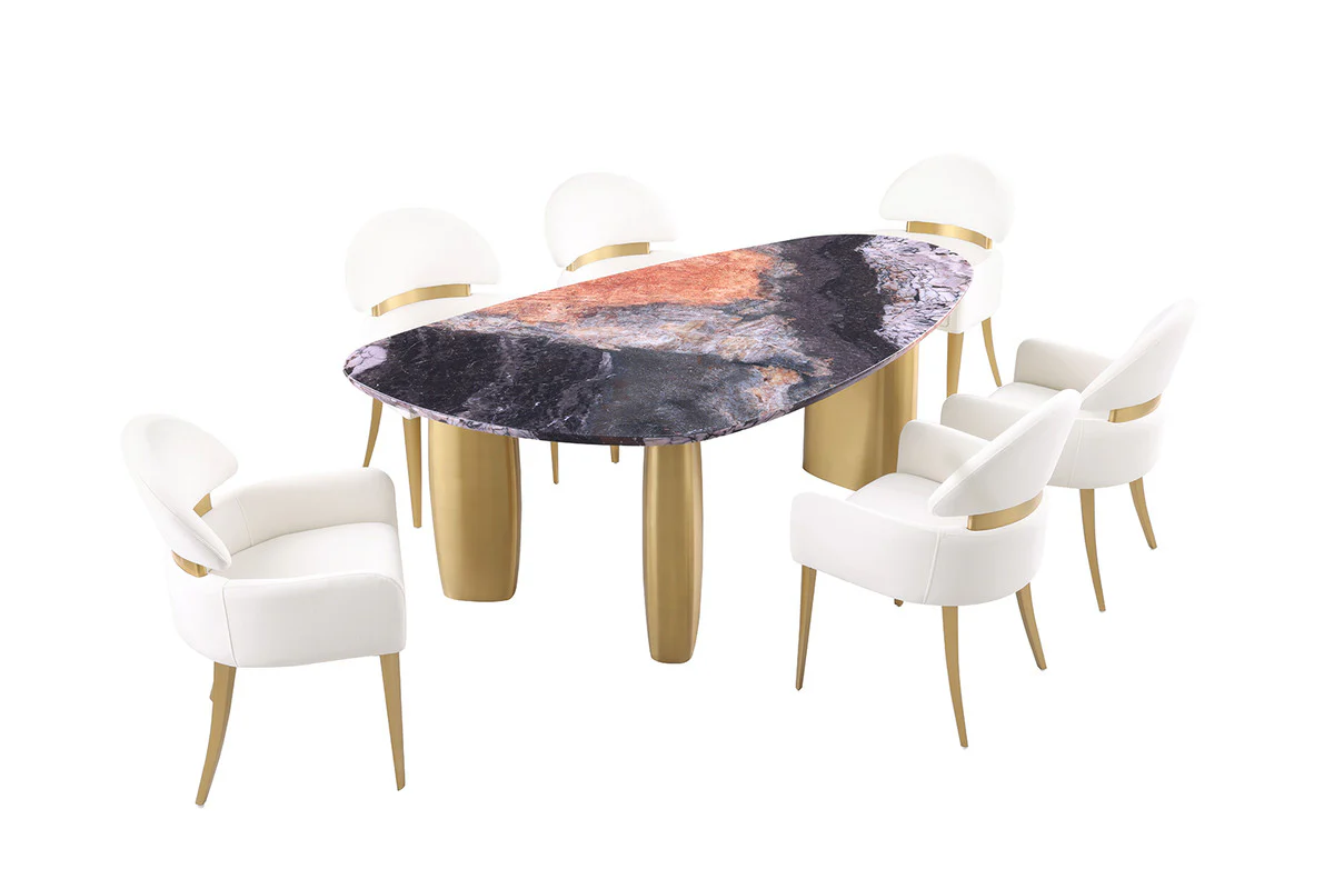 Northwich Black/Gray/Matte Gold/White 5 Pc. Dining Table Set - Image 2