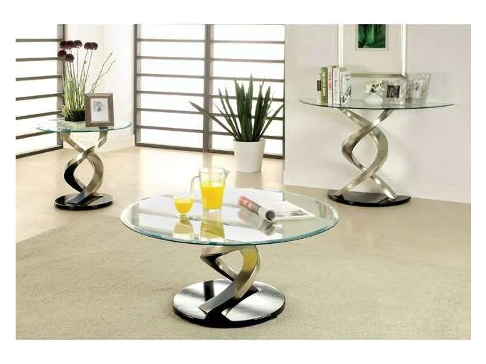 Nova Satin Plated/Black Coffee Table