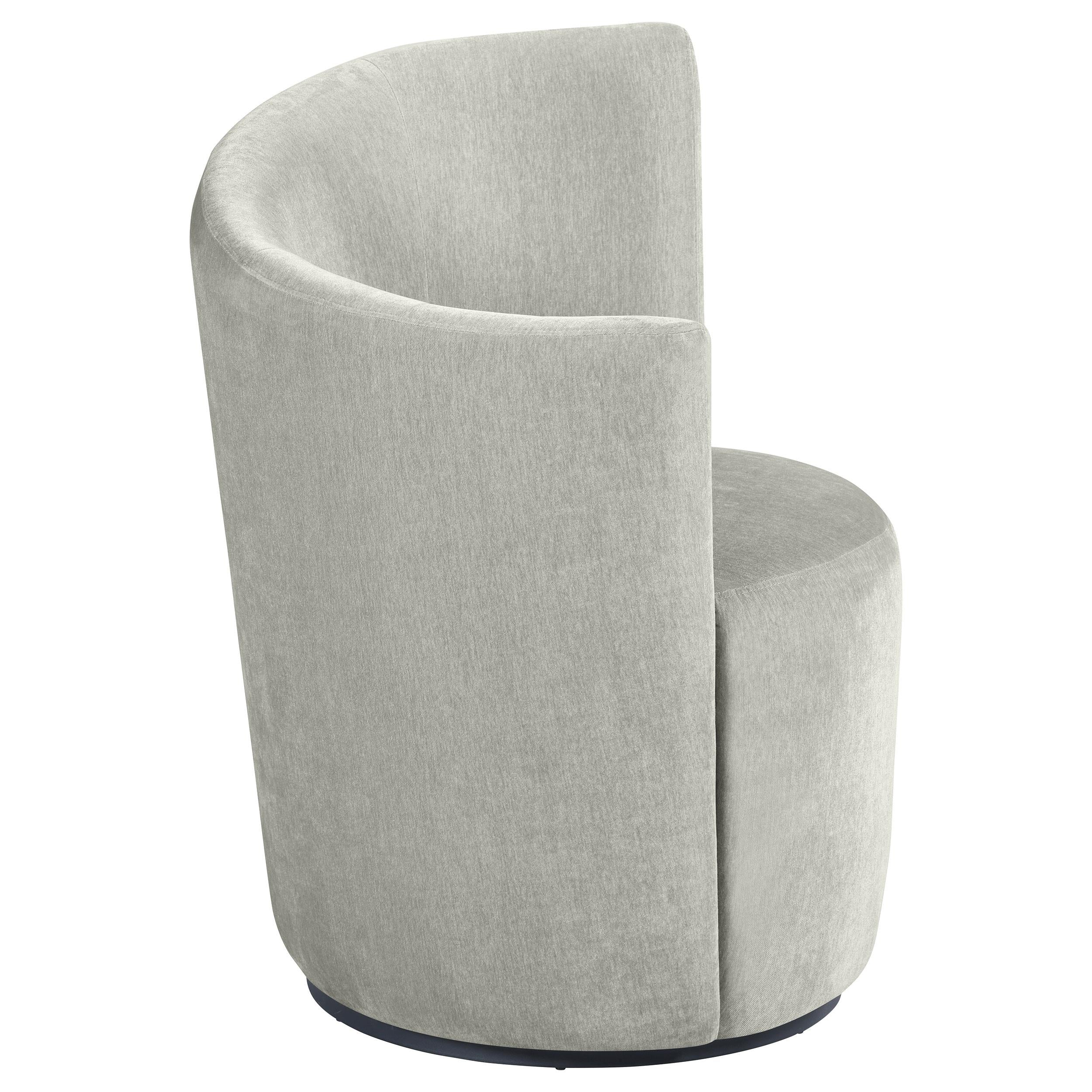 Nueva Dove Grey Upholstered Swivel Chair Curved Backrest - Image 5