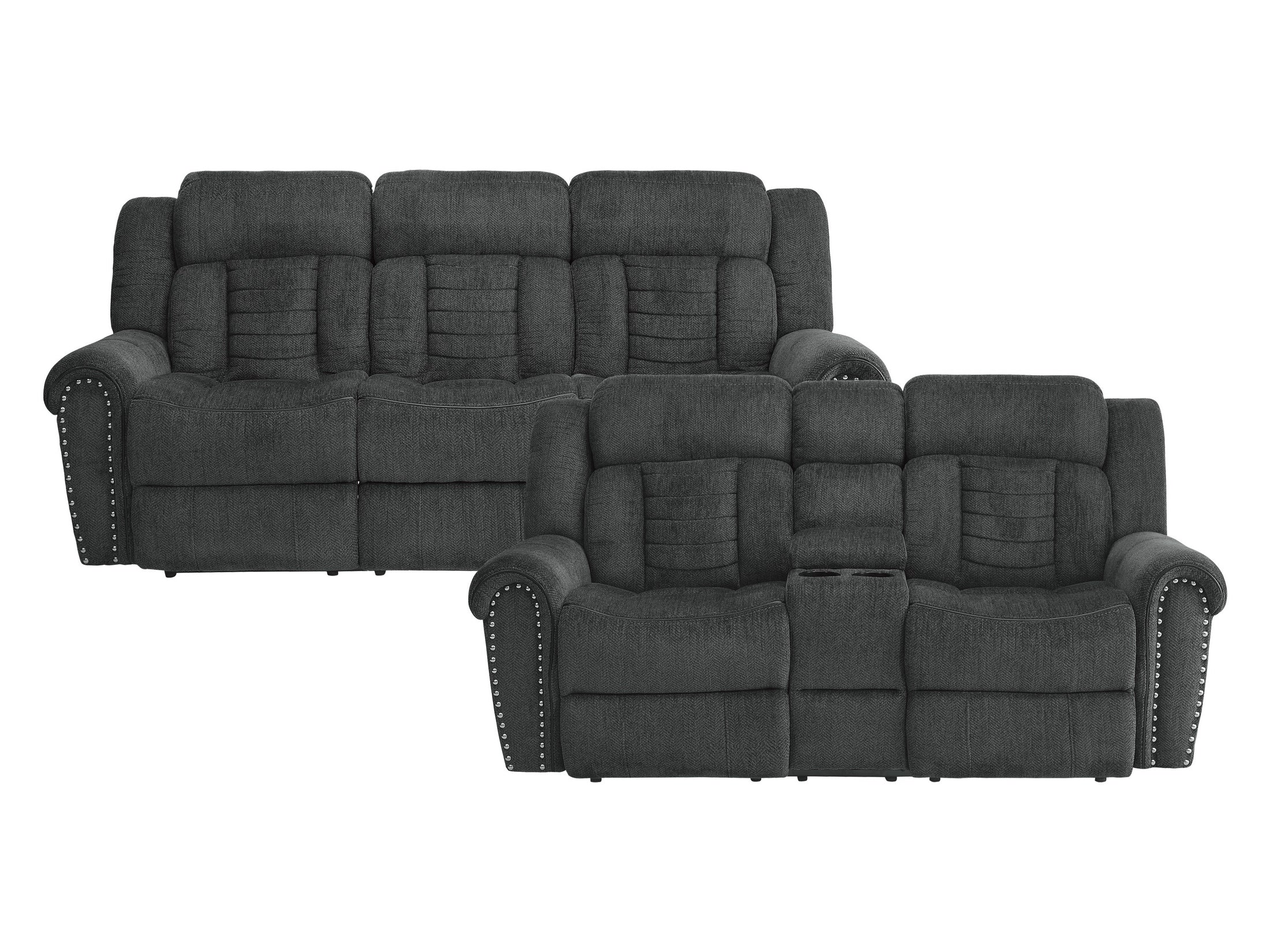 Nutmeg Charcoal Gray Sofa & Loveseat