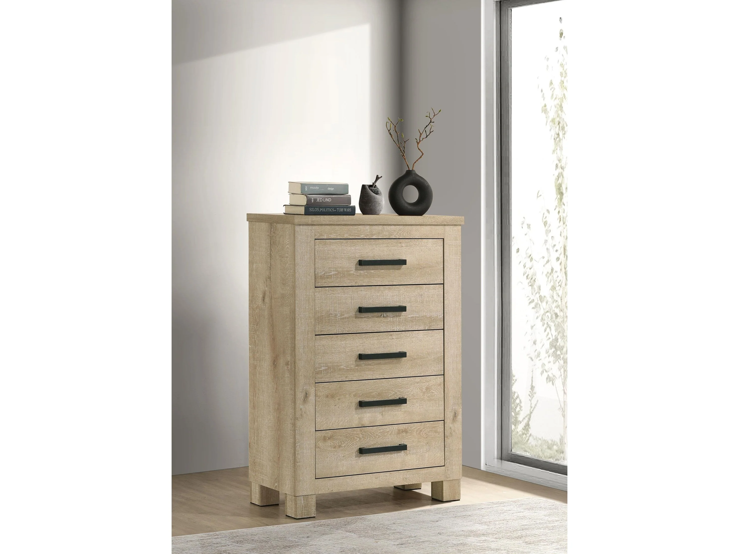 Oakglen Weathered Oak 5-drawer Bedroom Chest of Drawers