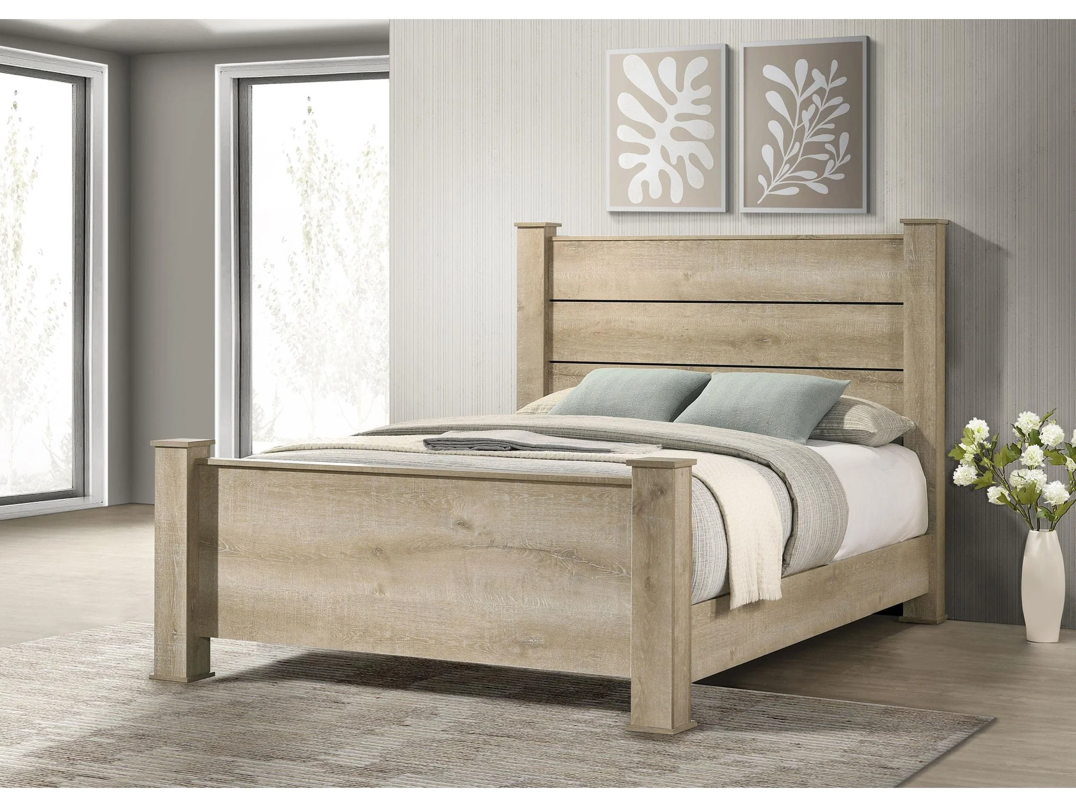 Oakglen Weathered Oak 55-inch California King Panel Bed
