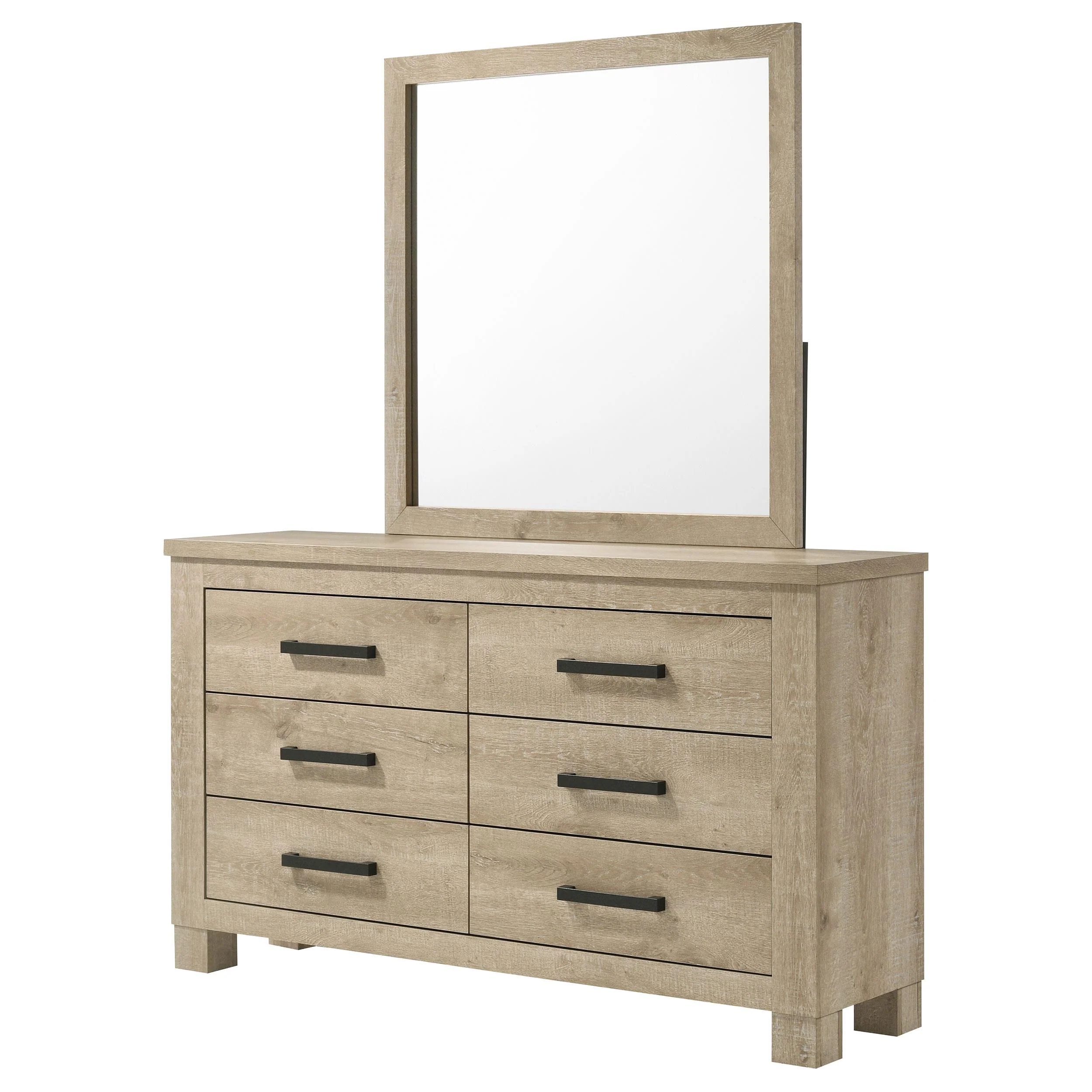 Oakglen Weathered Oak 6-drawer Bedroom Dresser and Mirror - Image 4