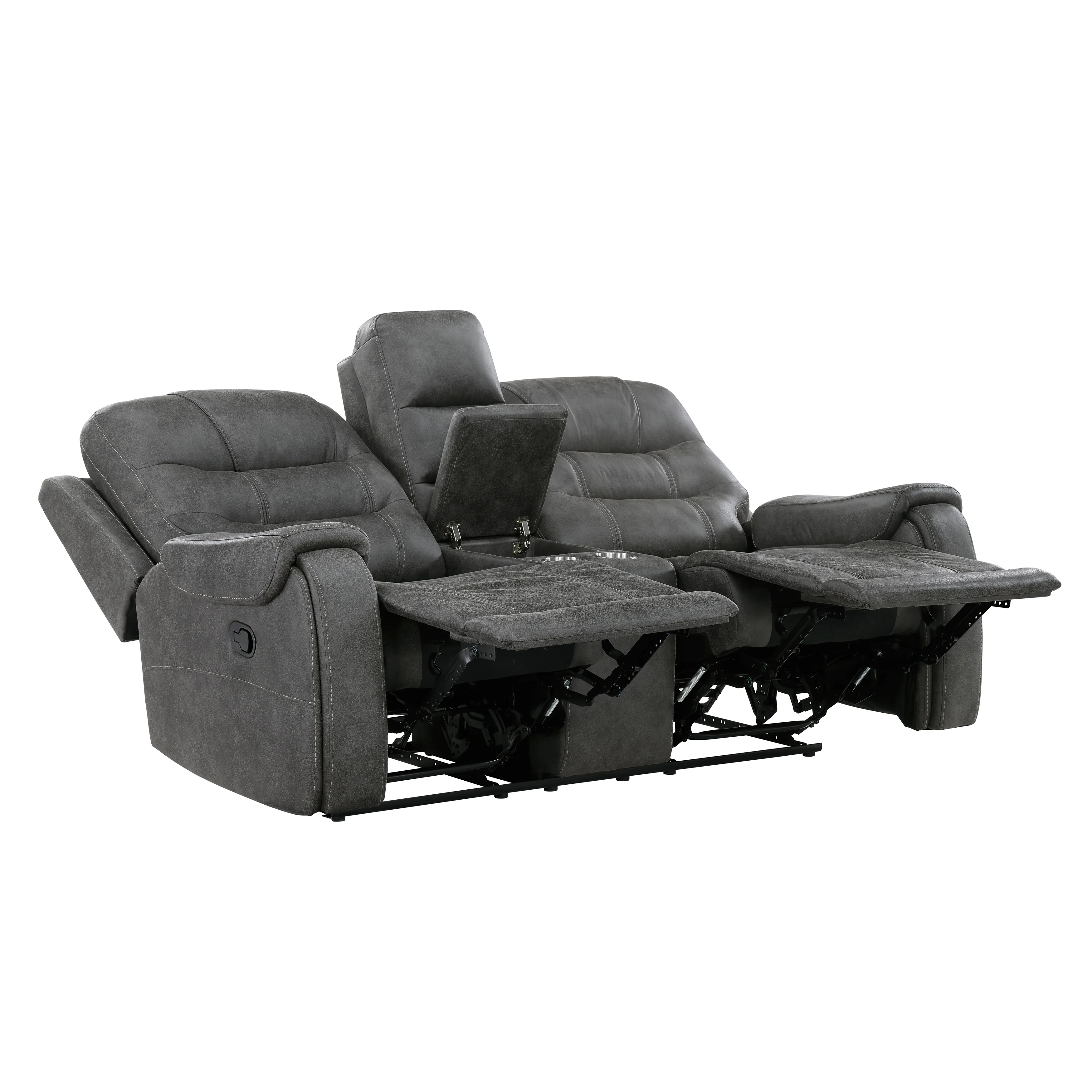 Oberon Dark Gray Double Reclining Loveseat - Image 4