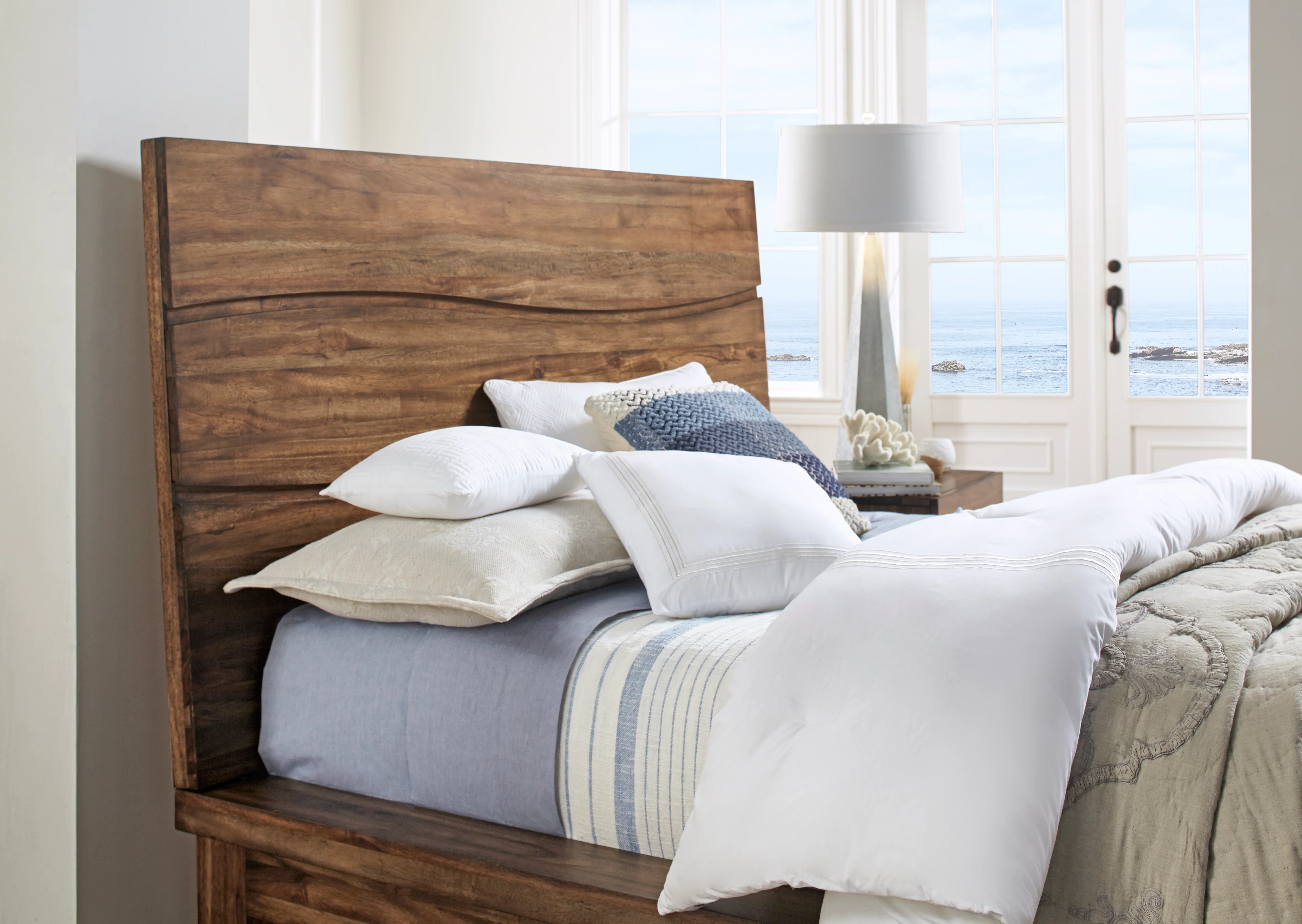 Ocean Solid Wood California King Platform Bed in Natural Sengon - Image 5