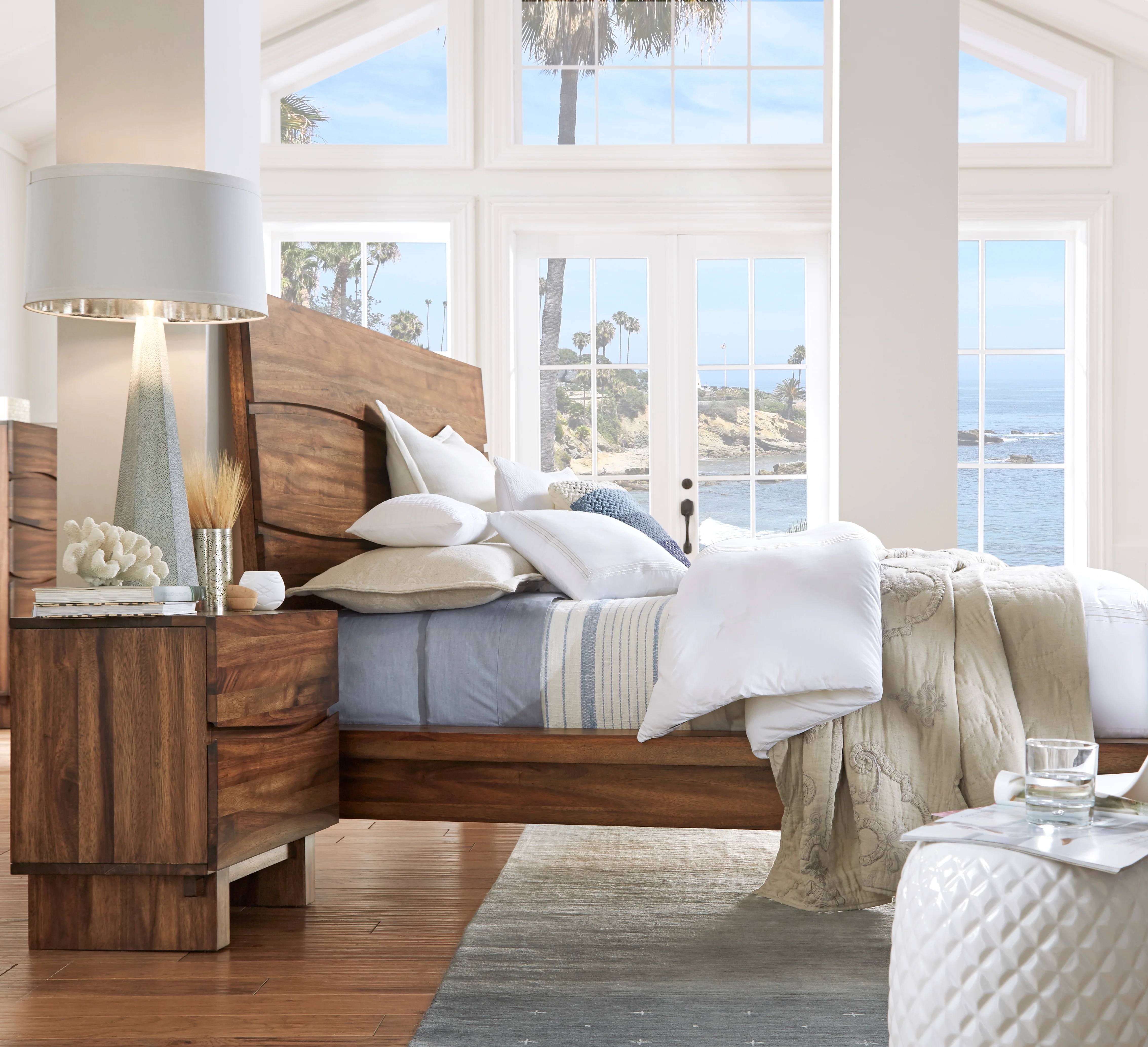 Ocean Solid Wood Eastern King Platform Bed in Natural Sengon - Image 4