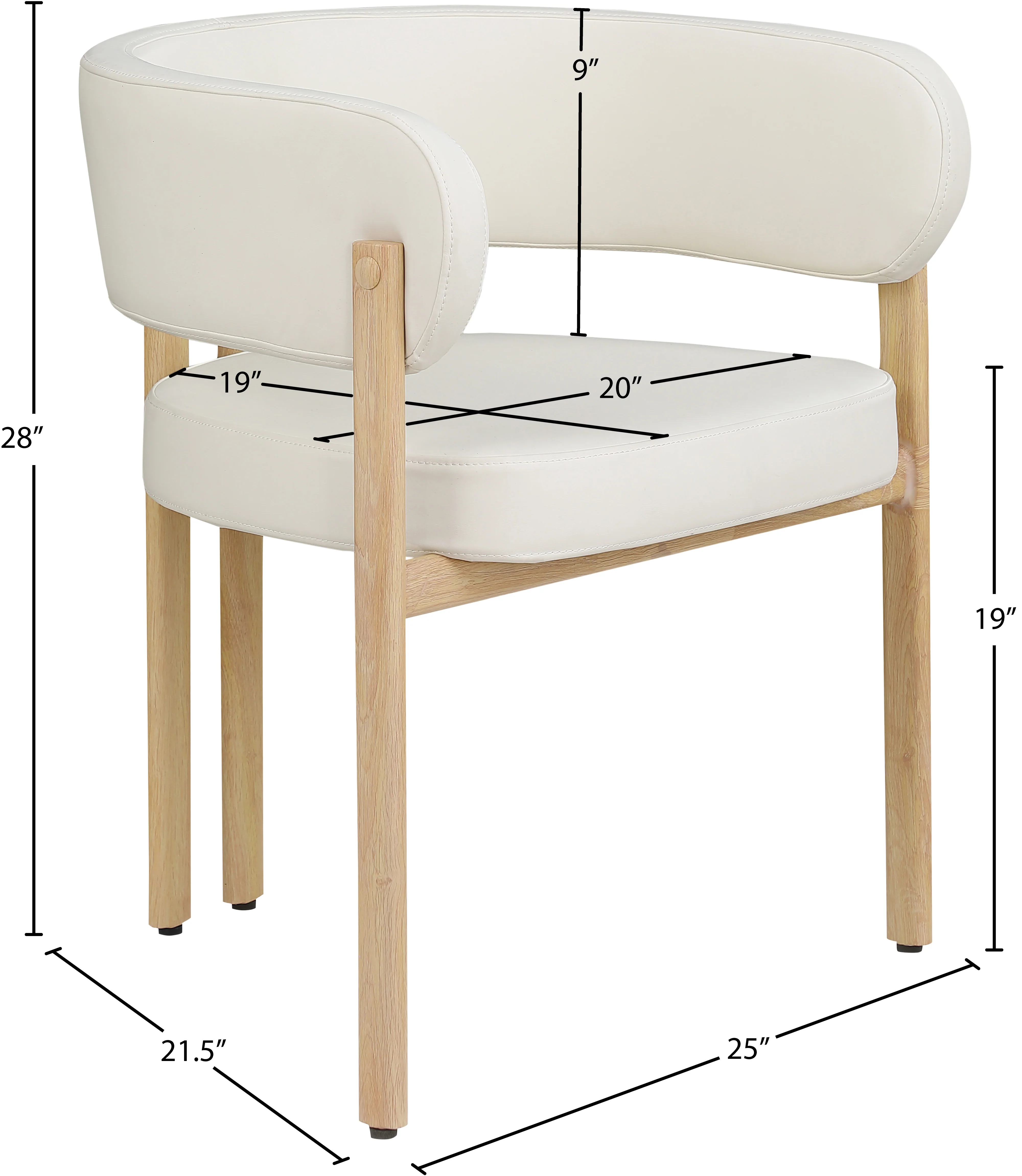 Oceanside Cream/Natural Leather Upholstered Dining Chair (Set of 2) - Image 8