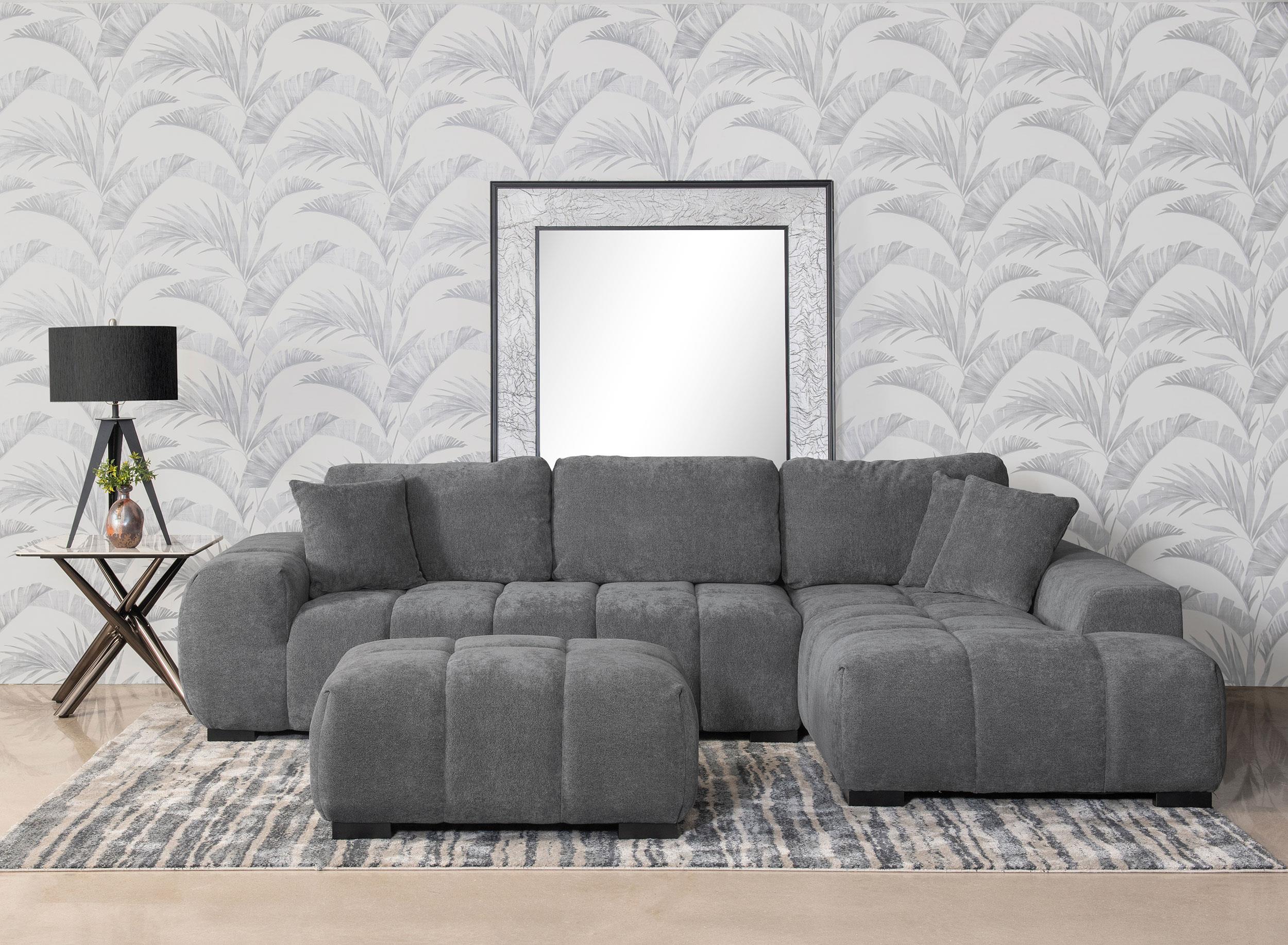 Octavia Charcoal Grey Upholstered Sectional Chaise Sofa - Image 10
