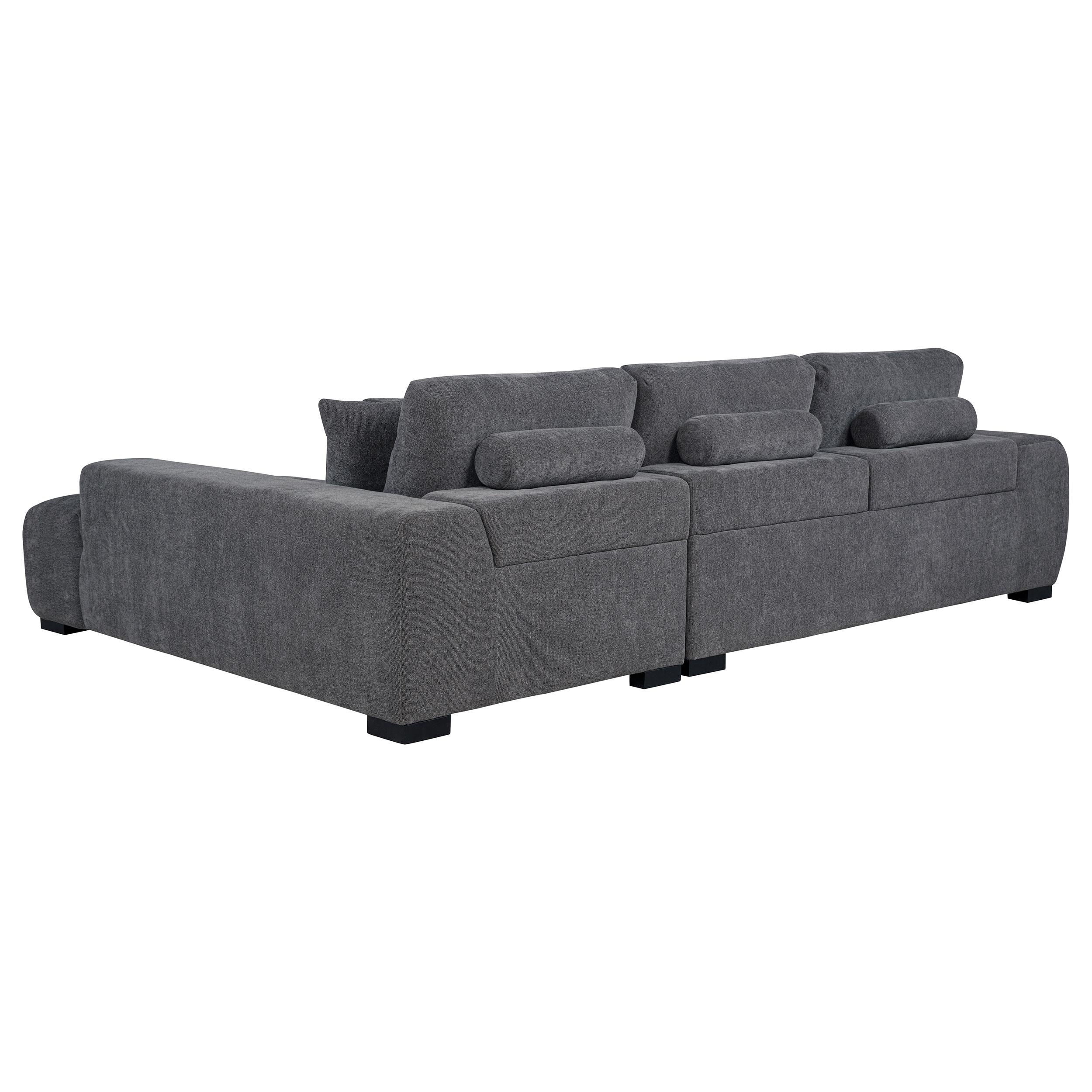 Octavia Charcoal Grey Upholstered Sectional Chaise Sofa - Image 5
