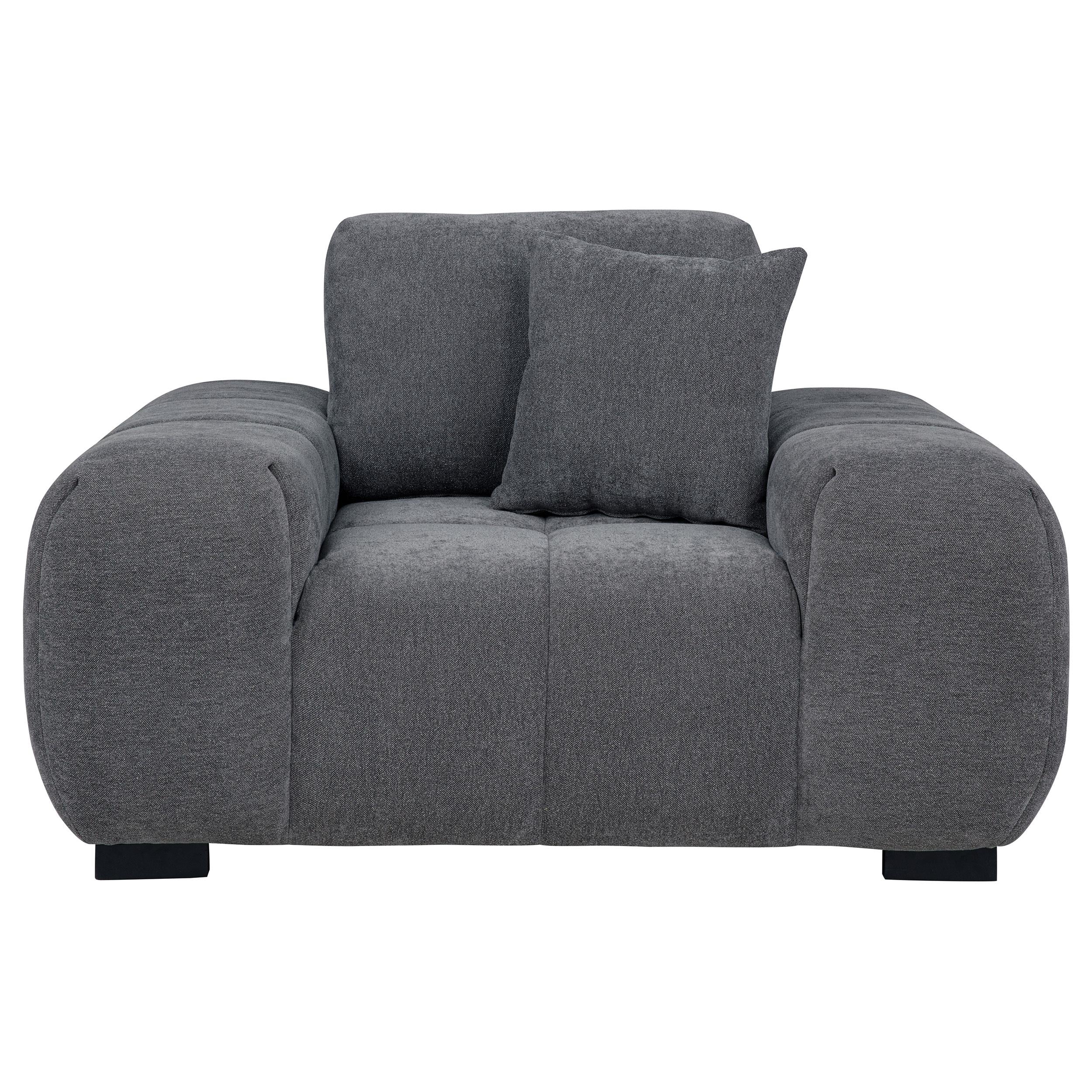 Octavia Charcoal Grey Upholstered Track Arm Accent Chair - Image 3