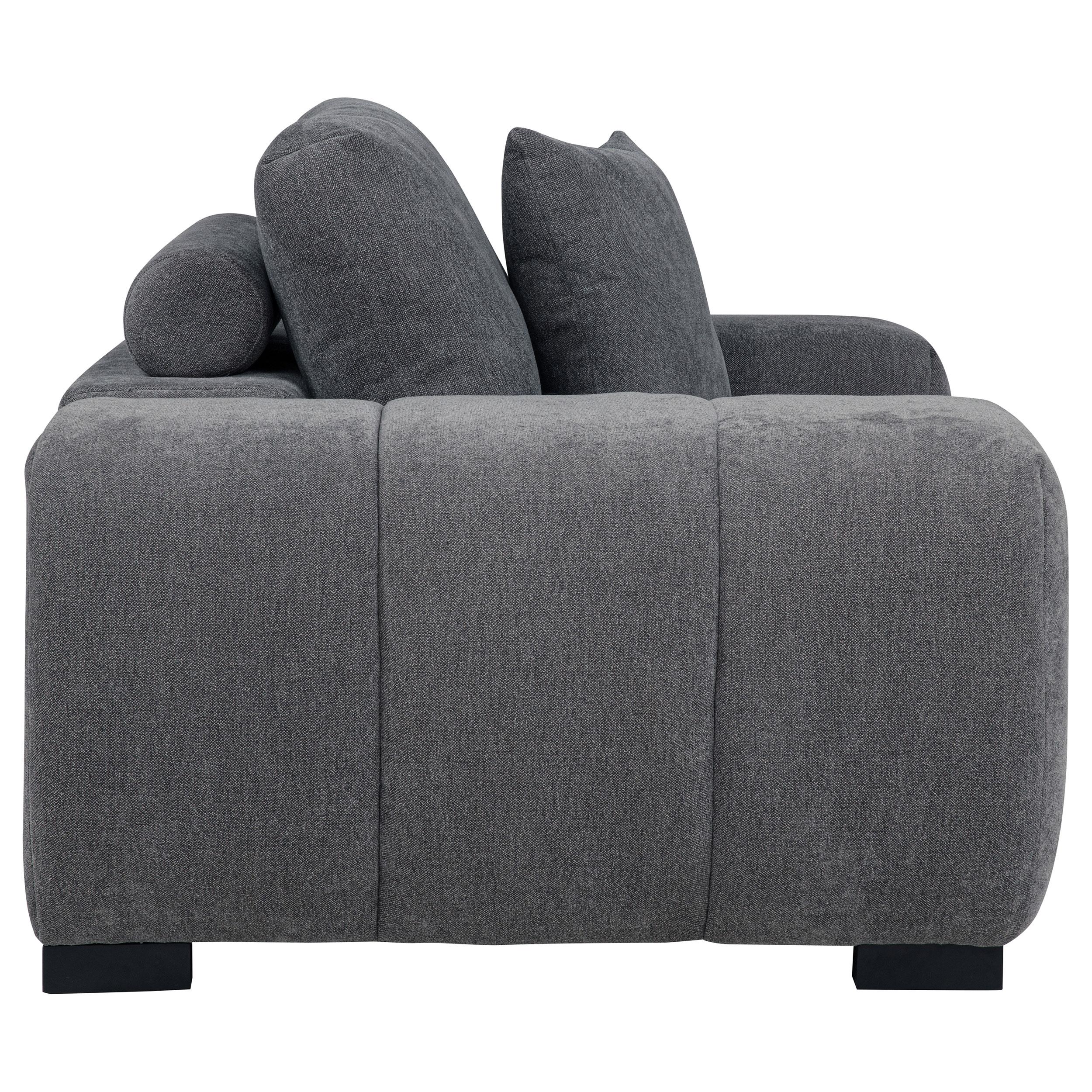 Octavia Charcoal Grey Upholstered Track Arm Accent Chair - Image 6