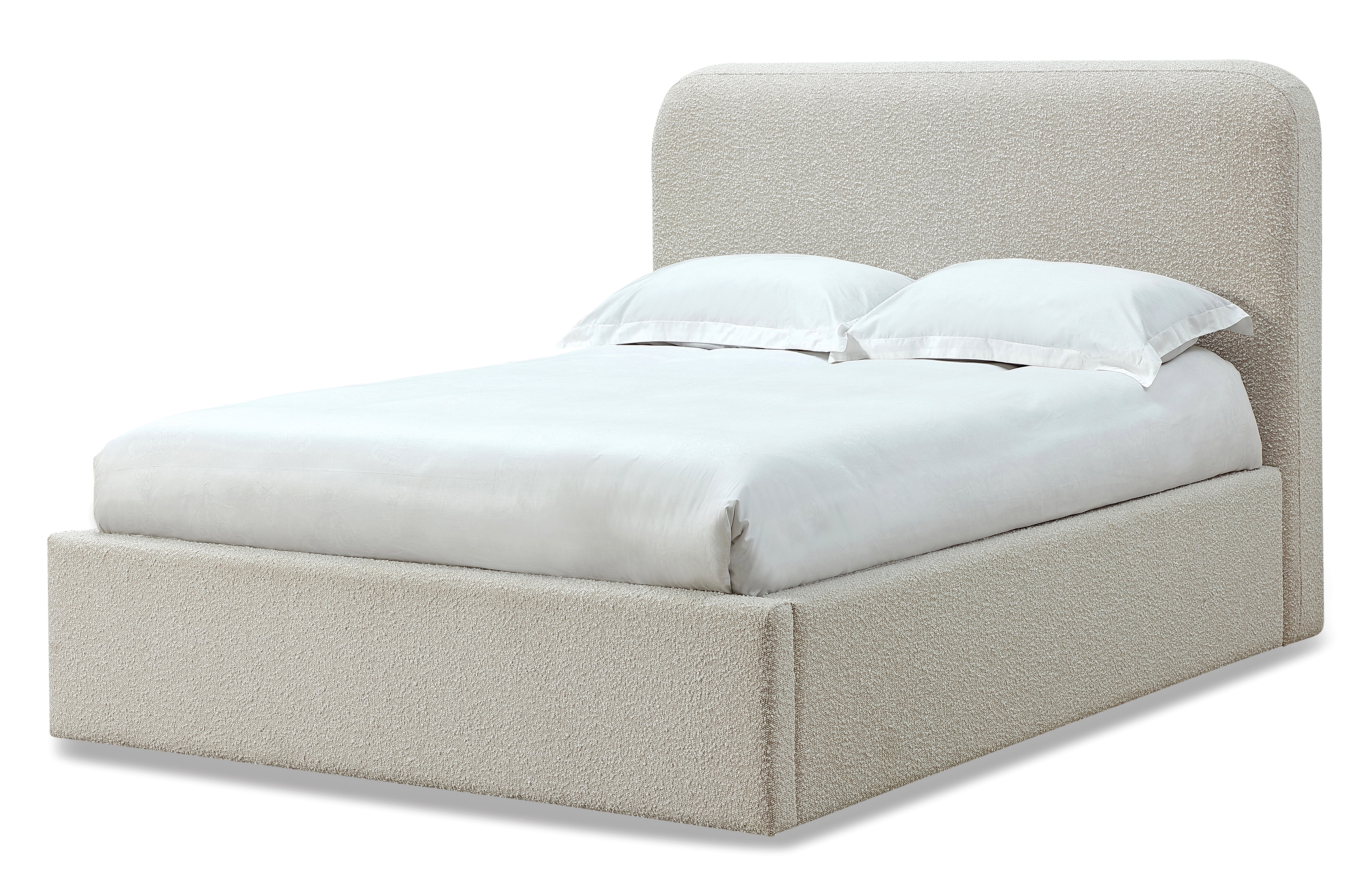 Off-White Upholstered Queen Platform Bed in Ricotta Boucle - Image 5