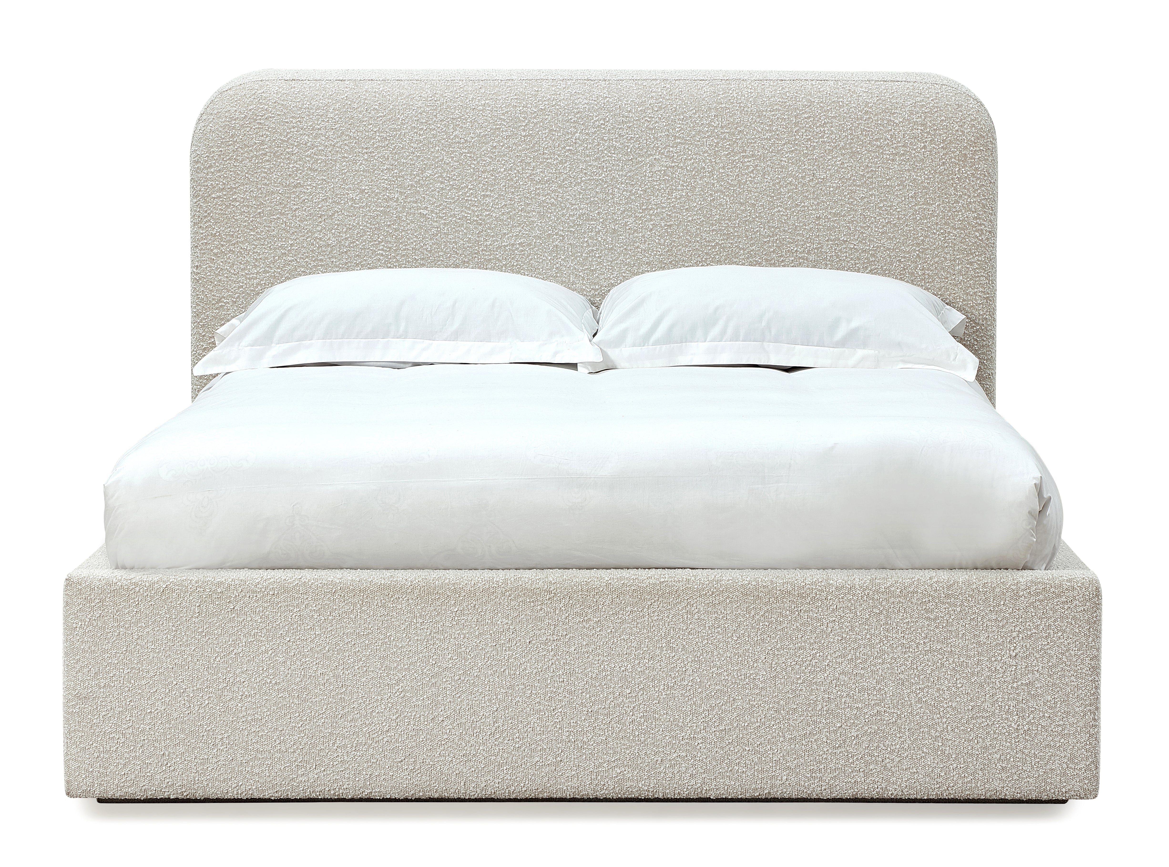 Off-White Upholstered Queen Platform Bed in Ricotta Boucle - Image 6