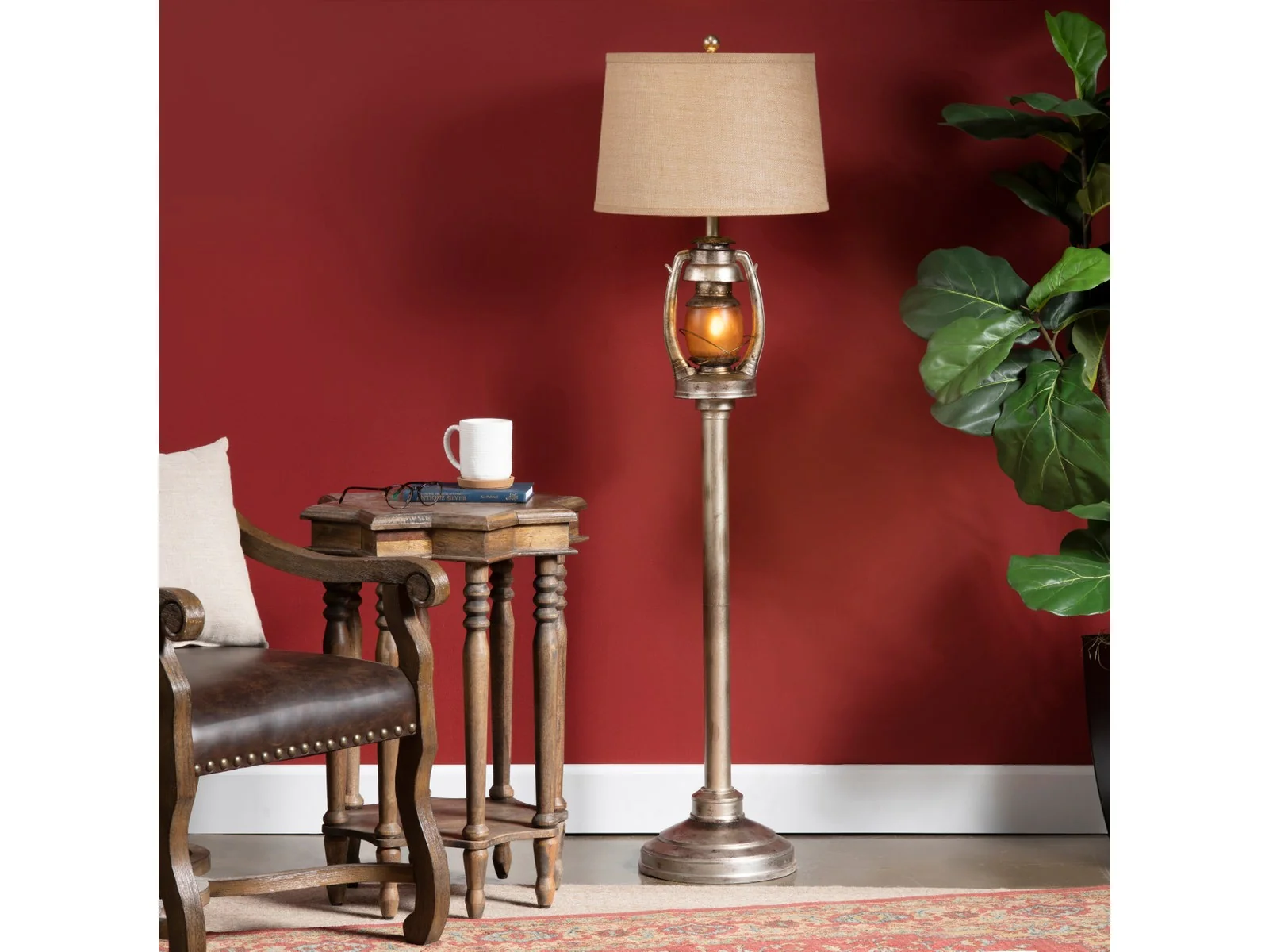 Oil Lantern Grey/Bronze Floor Lamp