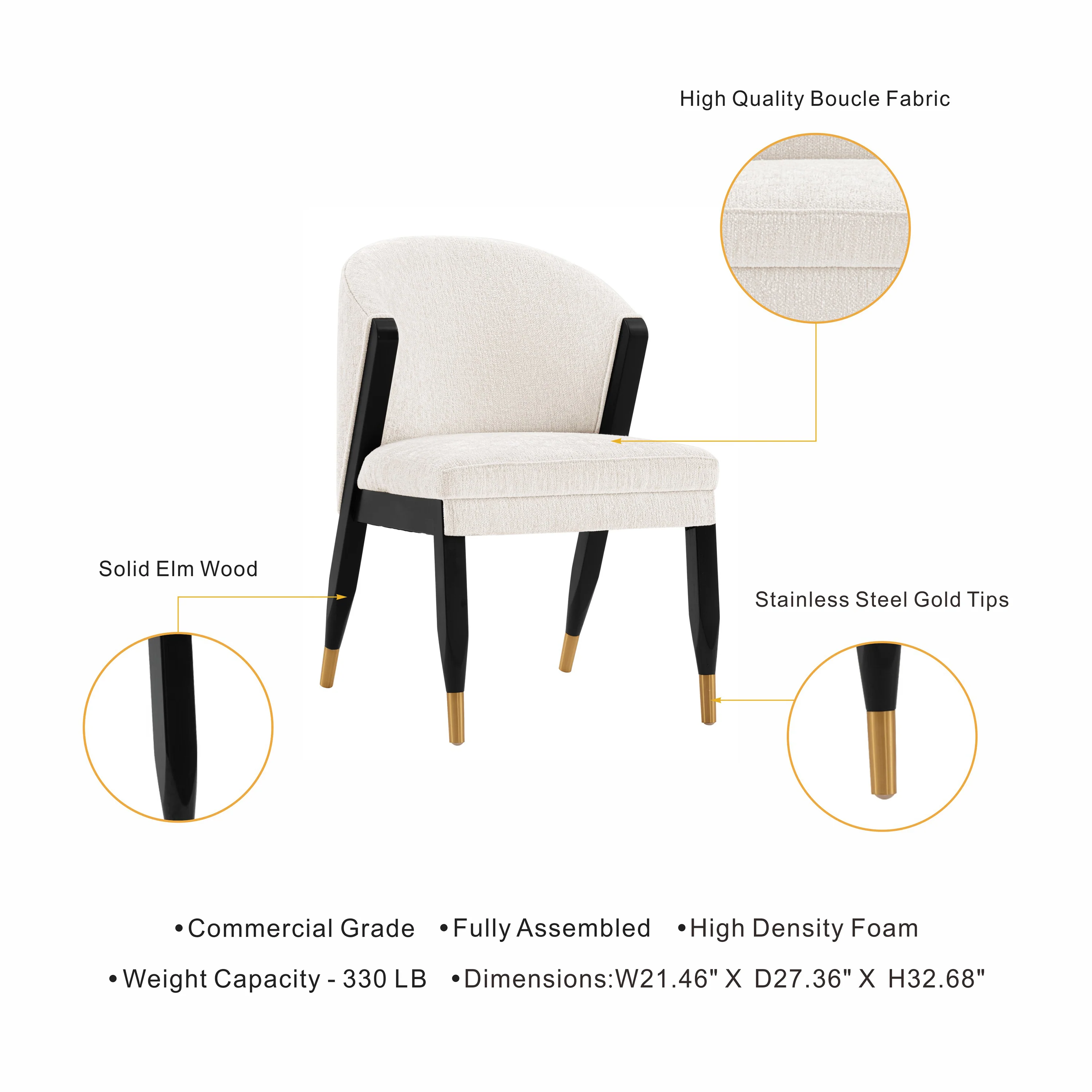 Ola Dining Chair in Cream (set of 2) - Image 4