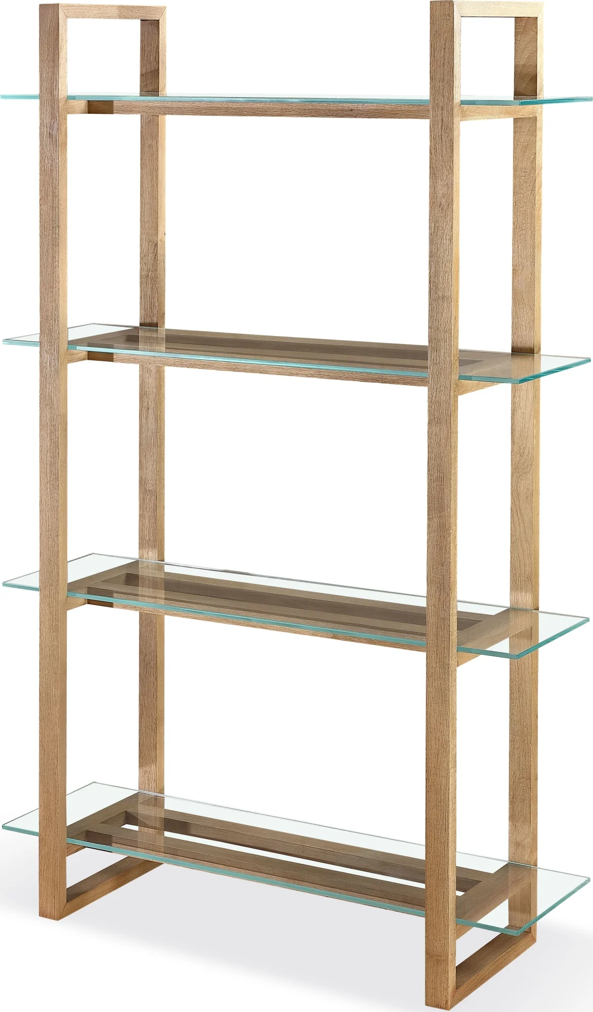 One Bisque/Clear Modern Coastal Glass Shelf Bookcase - Image 3