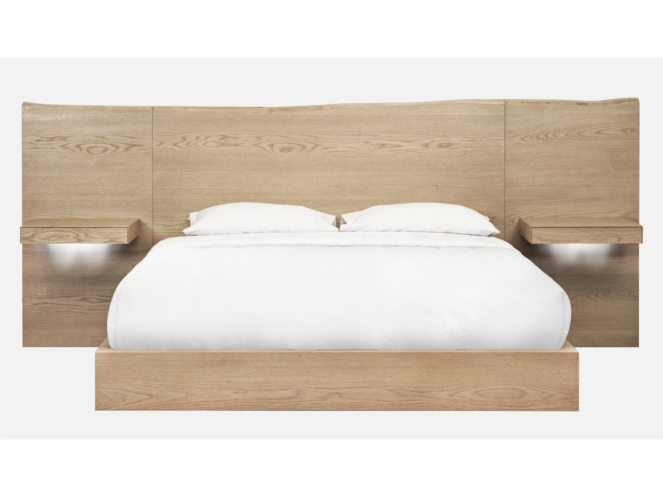 One Coastal Bisque Modern Live Edge California King Wall Bed with Floating Nightstands - Image 3