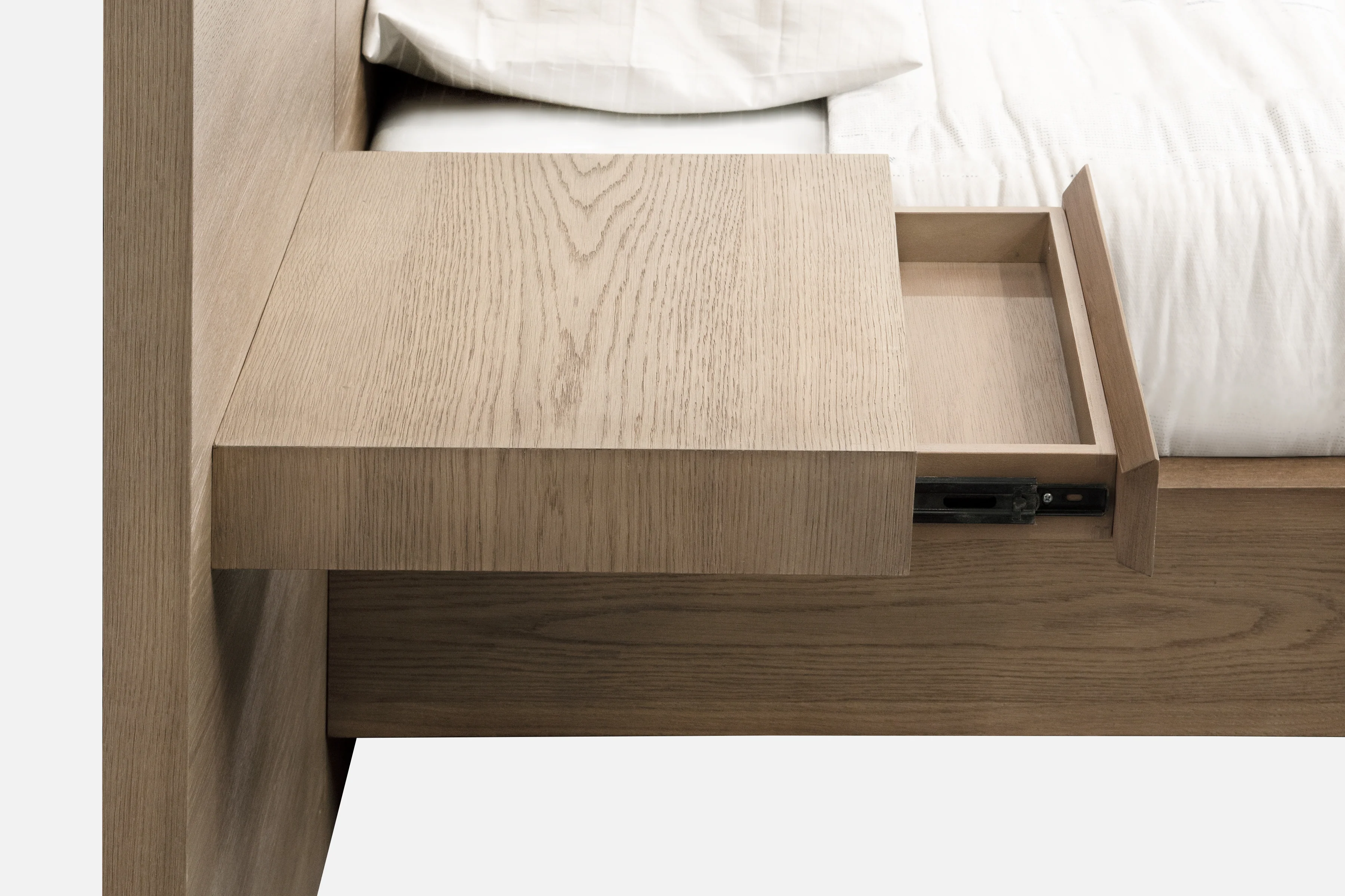 One Coastal Bisque Modern Live Edge California King Wall Bed with Floating Nightstands - Image 4