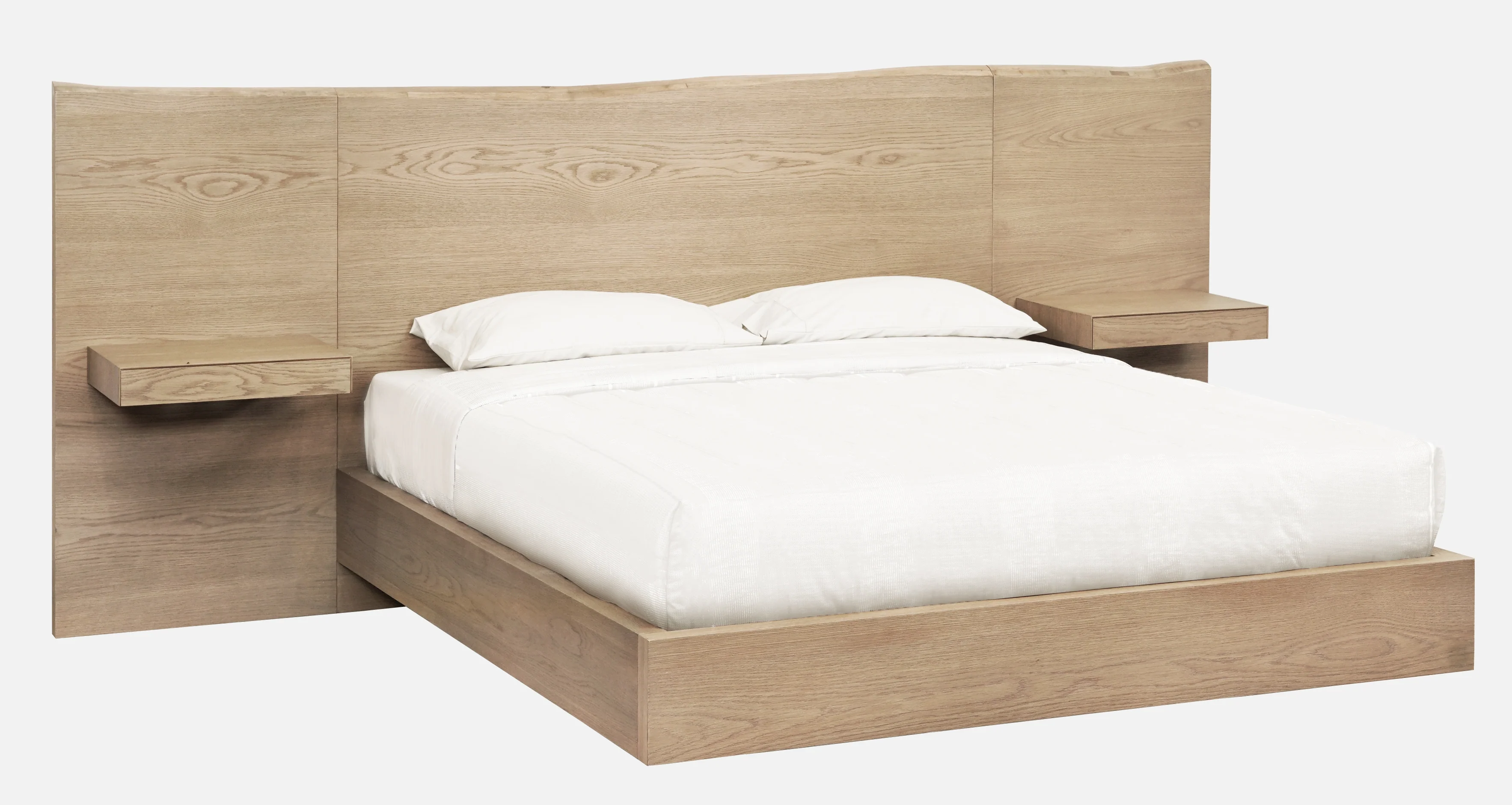 One Coastal Modern Live Edge Queen Wall Bed with Floating Nightstands in Bisque - Image 3